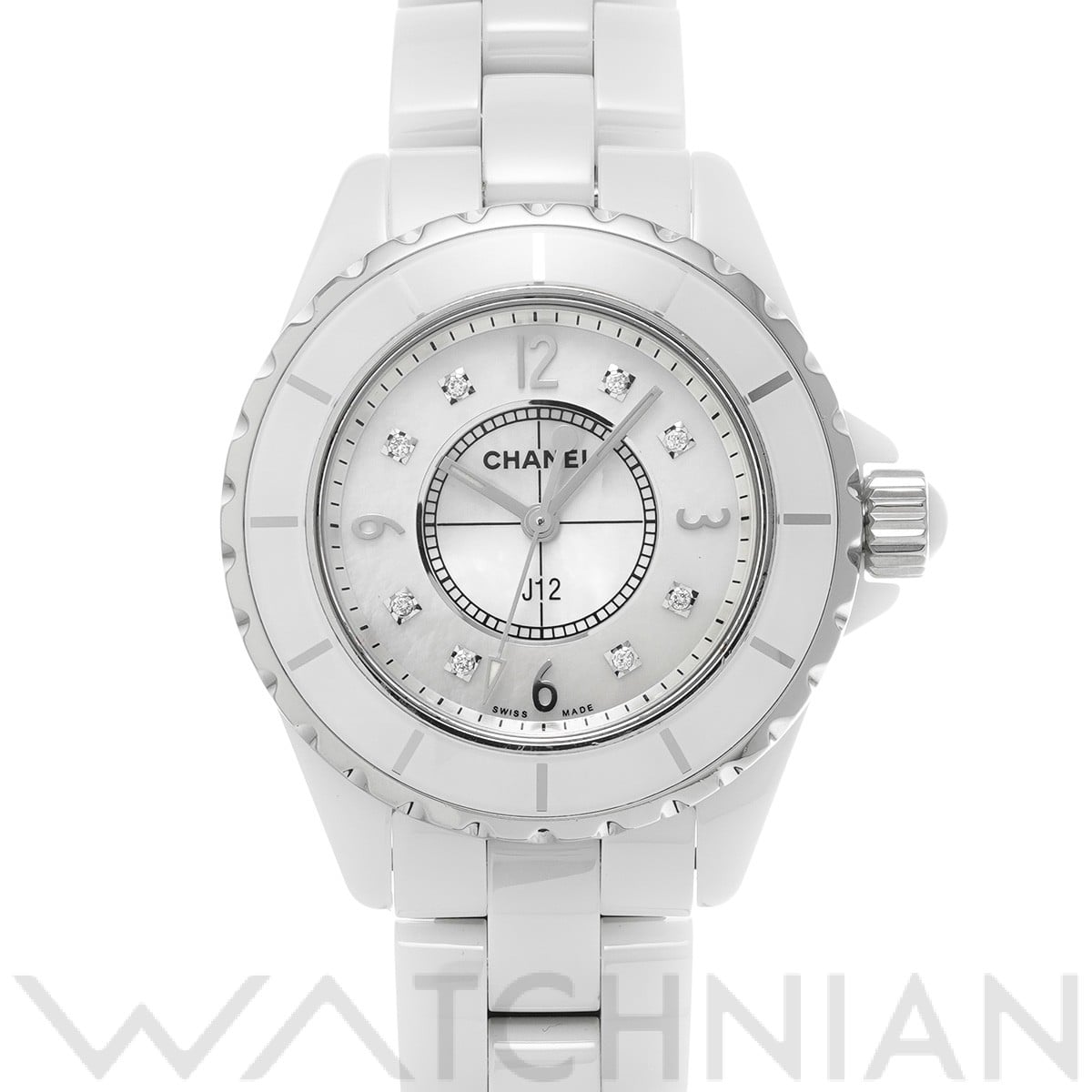シャネル J12 33MM H2422 ホワイトシェル/ダイヤモンド レディース 時計 【中古】【wristwatch】
