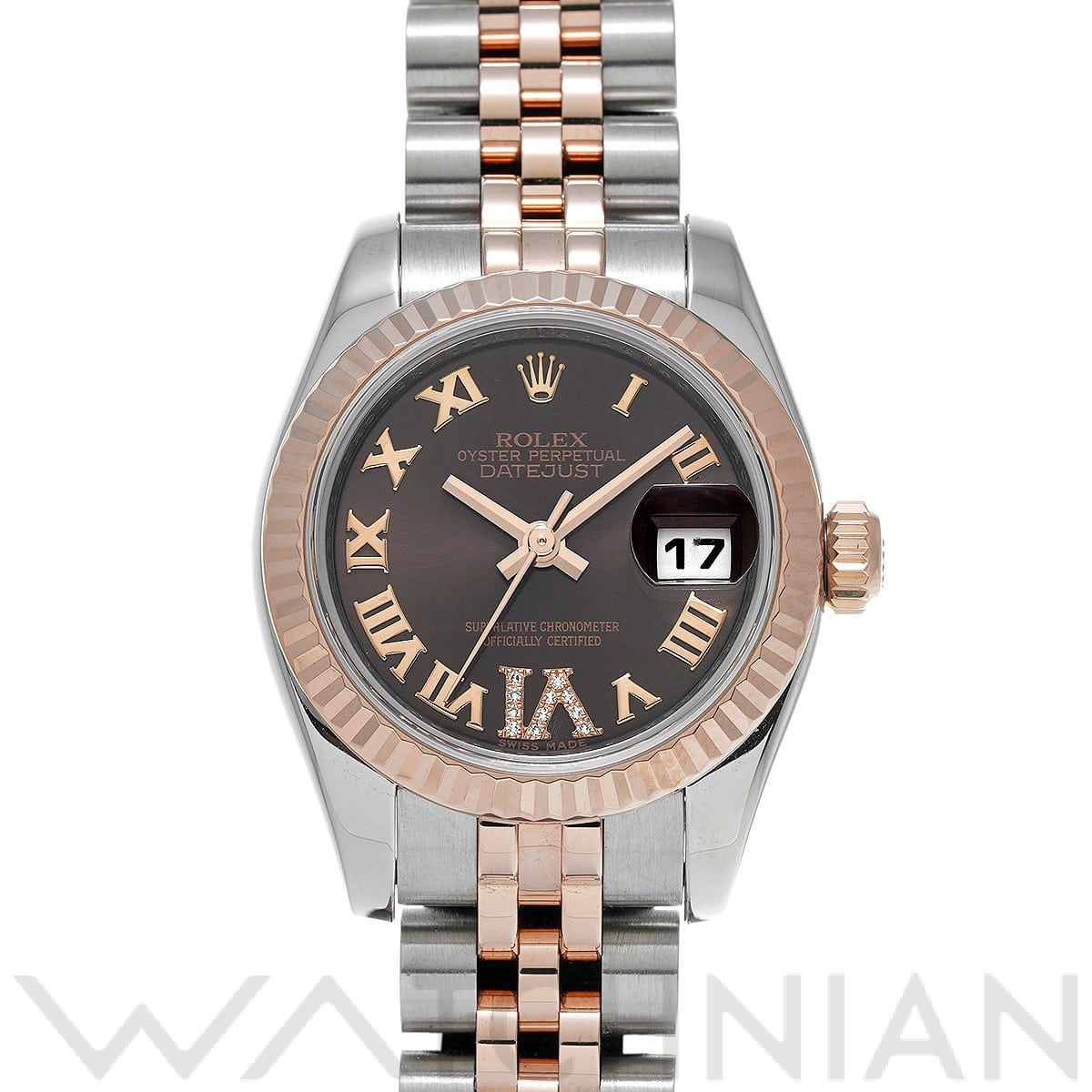 ロレックス デイトジャスト 179171 チョコレートブラウン/ダイヤモンド レディース 時計 【中古】【wristwatch】