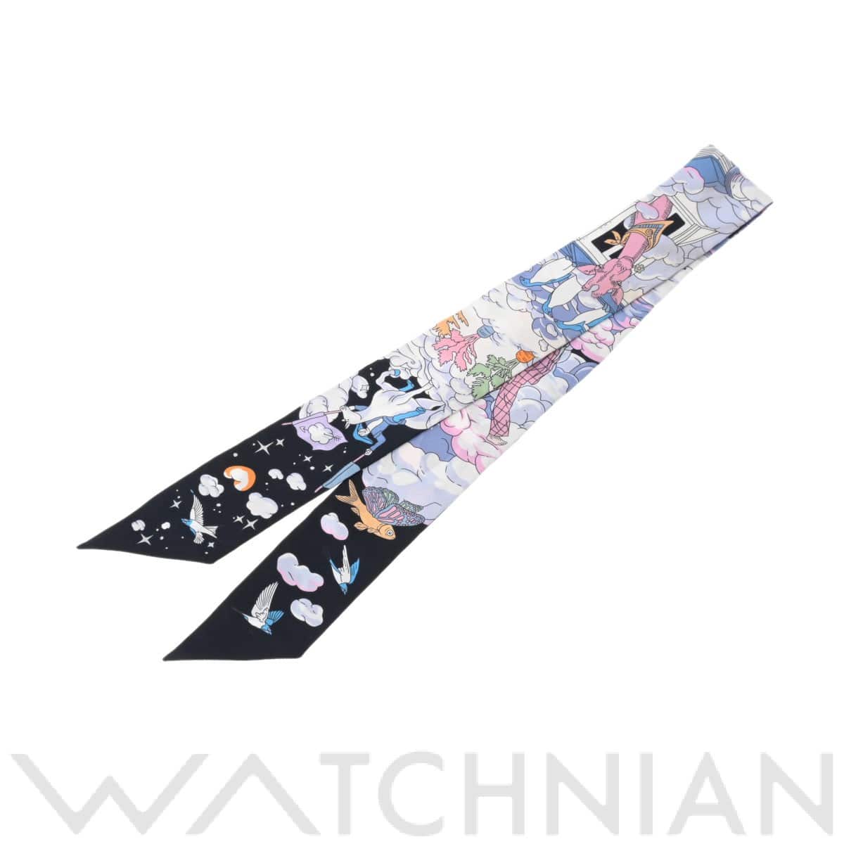 エルメス / HERMES ツイリー SUR MON NUAGE ブラック シルク100％ レディース 【中古】【other】