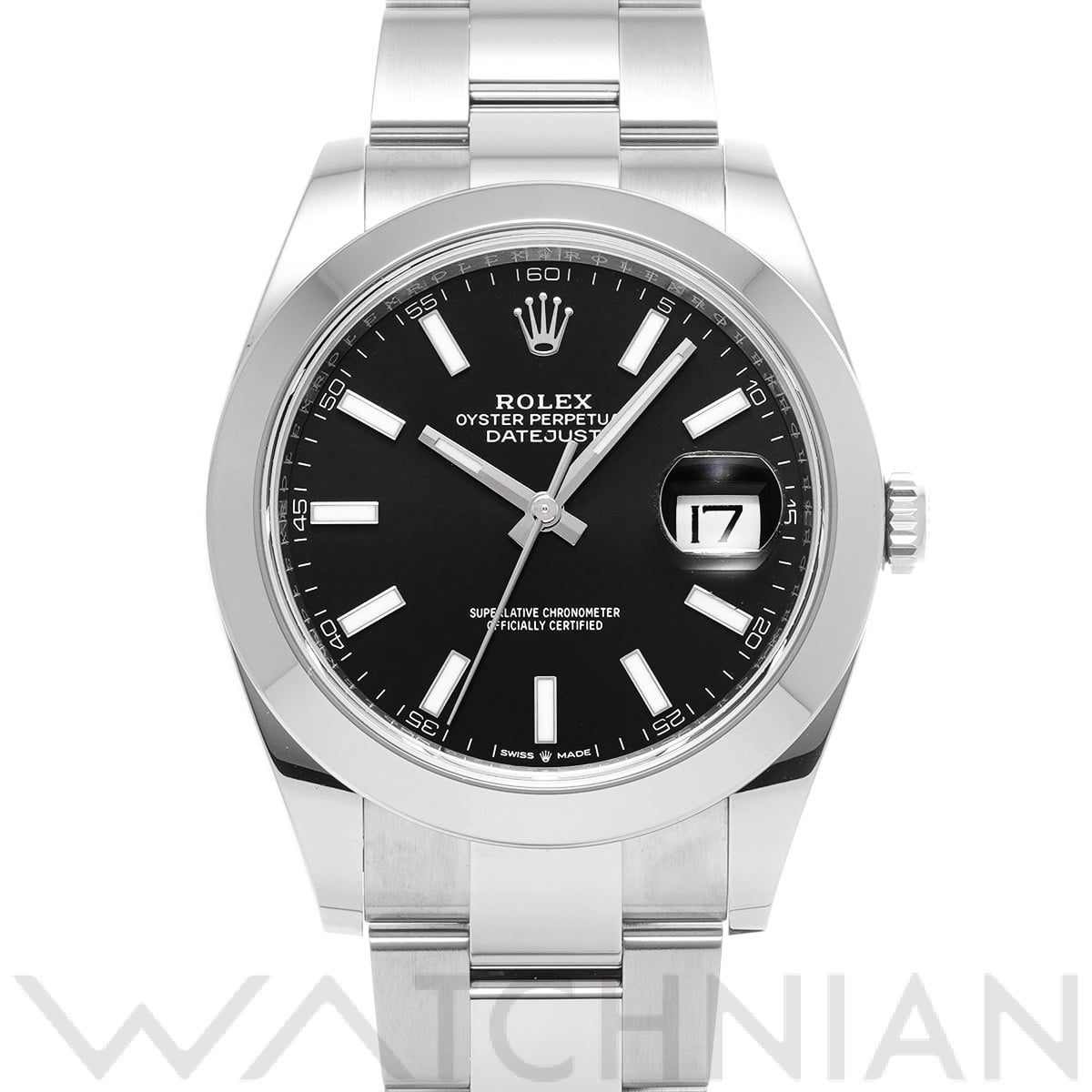 ロレックス デイトジャスト 41 126300 ブライトブラック メンズ 時計 【中古】【wristwatch】