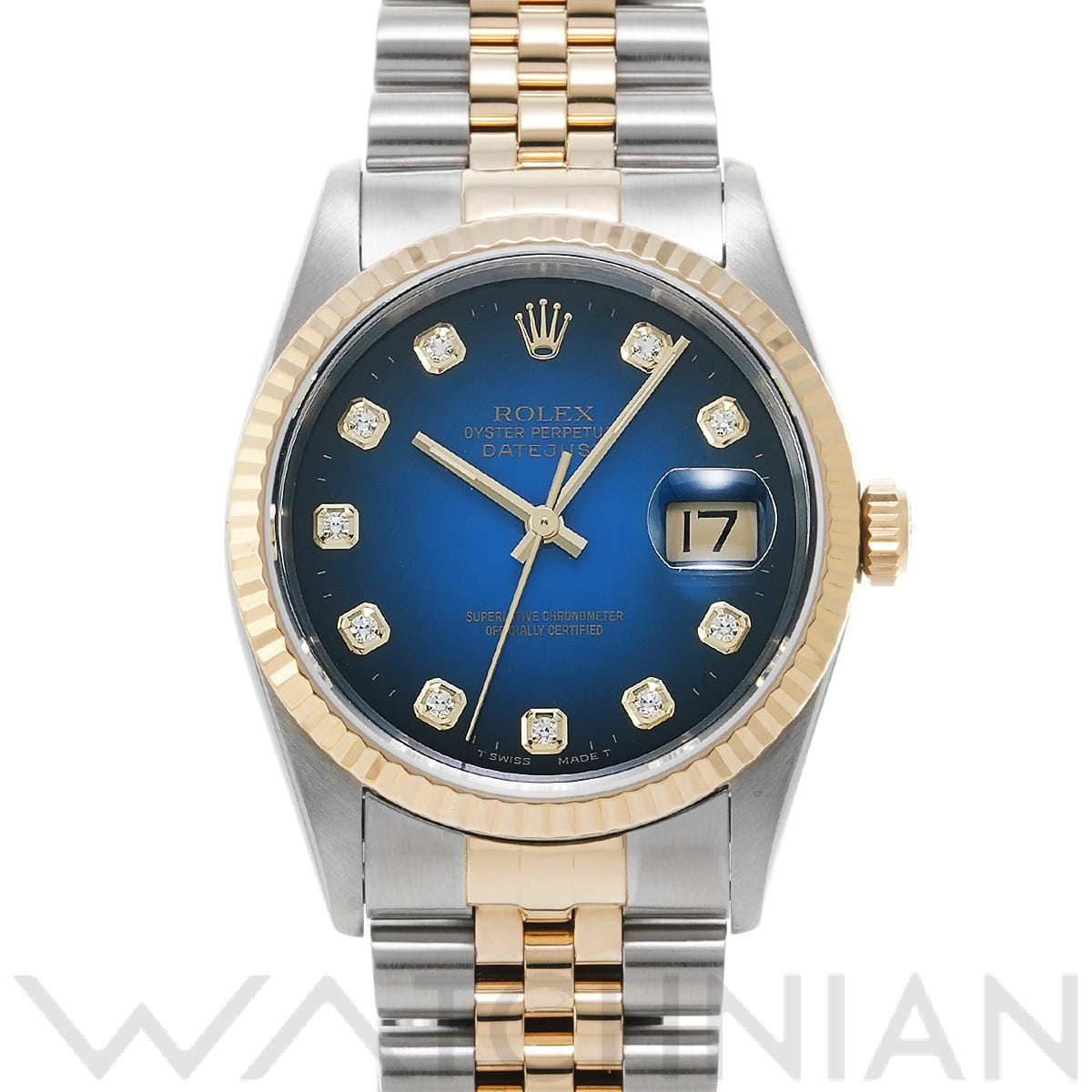 ロレックス デイトジャスト  16233G ブルー・グラデーション/ダイヤモンド メンズ 時計 【中古】【wristwatch】