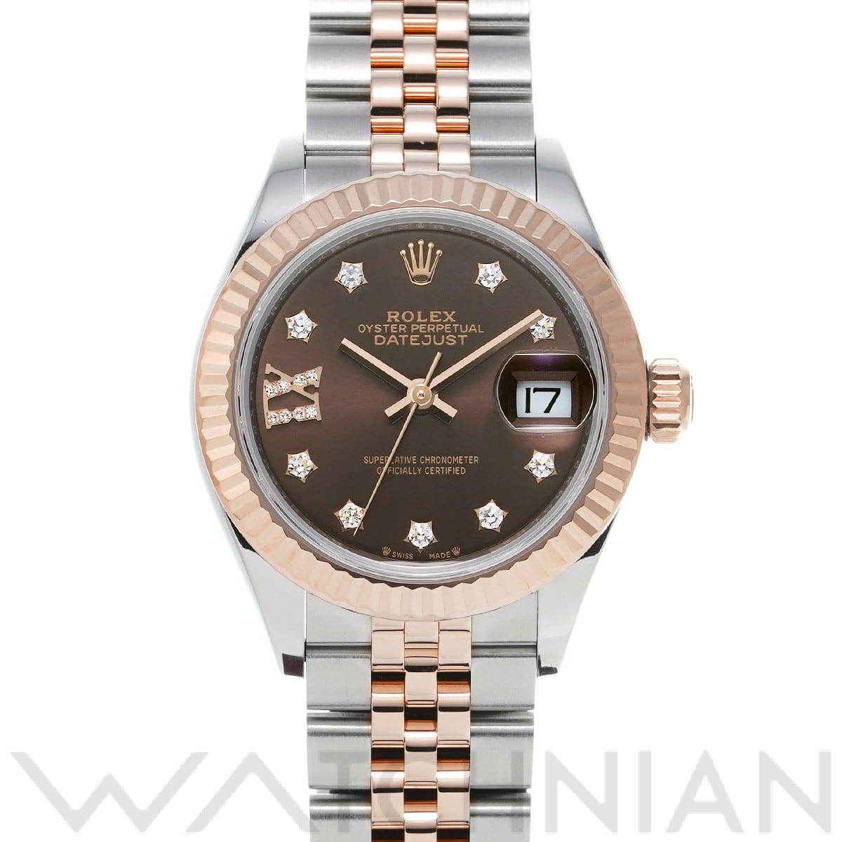 ロレックス レディ デイトジャスト 28 279171G チョコレート/ダイヤモンド レディース 時計 【中古】【wristwatch】