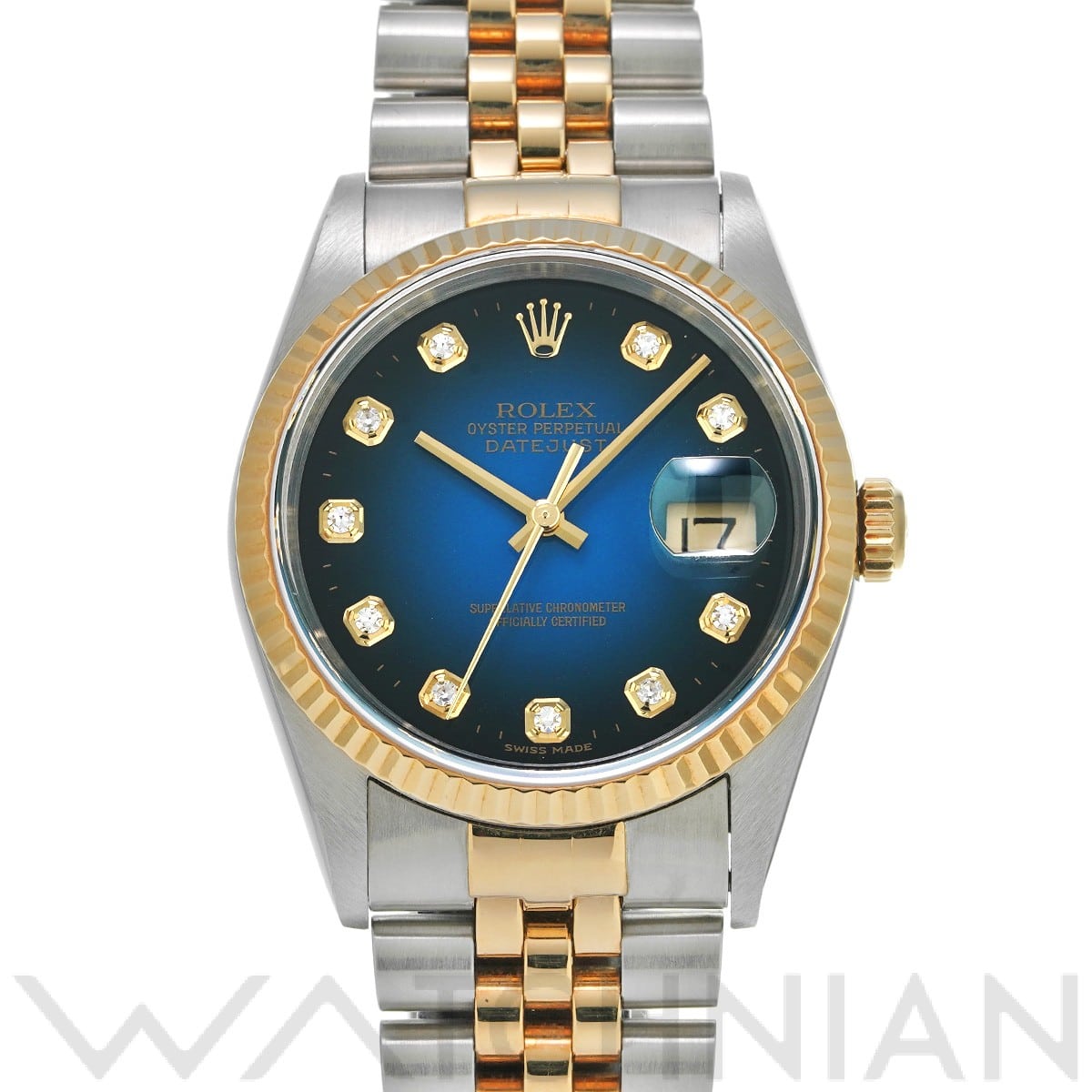 ロレックス デイトジャスト 16233G ブルー・グラデーション/ダイヤモンド メンズ 時計 【中古】【wristwatch】