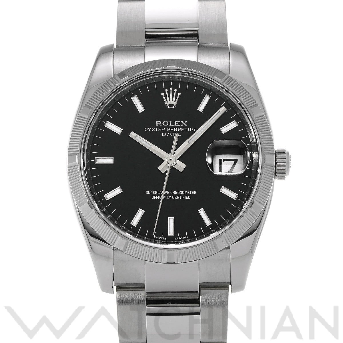 ロレックス オイスターパーペチュアル デイト 34 115210 ブラック メンズ 時計 【中古】【wristwatch】