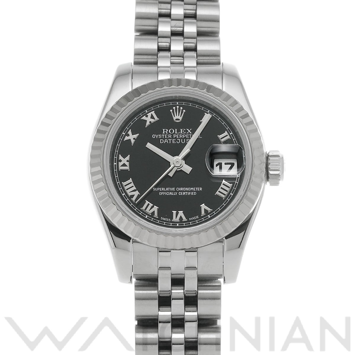 ロレックス レディ デイトジャスト 26 179174 ブラック レディース 時計 【中古】【wristwatch】