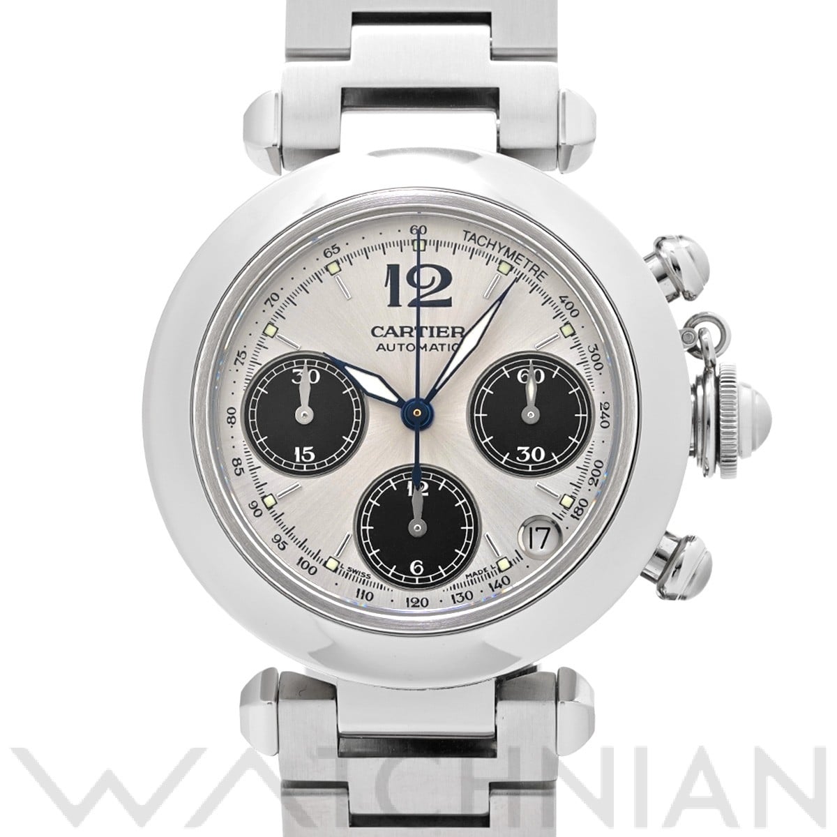 カルティエ パシャC クロノグラフ W31048M7 シルバー/ブラック ユニセックス 時計 【中古】【wristwatch】