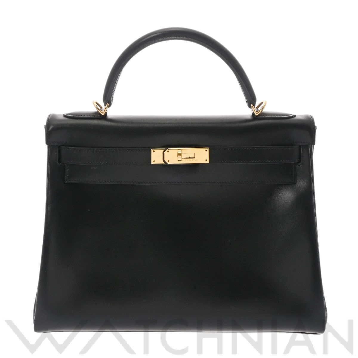 エルメス ケリー 32 内縫い ブラック/ゴールド金具 ボックスカーフ レディース バッグ 【中古】【bag】