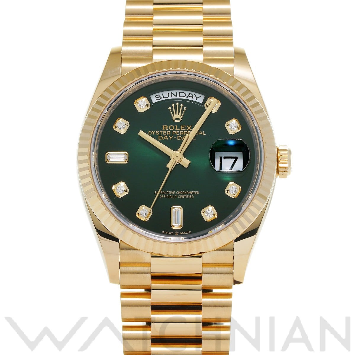 ロレックス デイデイト 36 128238A グリーンオンブレ/ダイヤモンド メンズ 時計 【中古】【wristwatch】