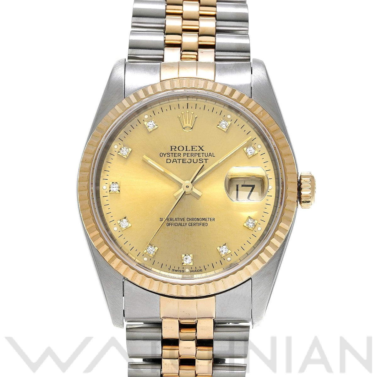 ロレックス デイトジャスト 16233G シャンパン/ダイヤモンド メンズ 時計 【中古】【wristwatch】