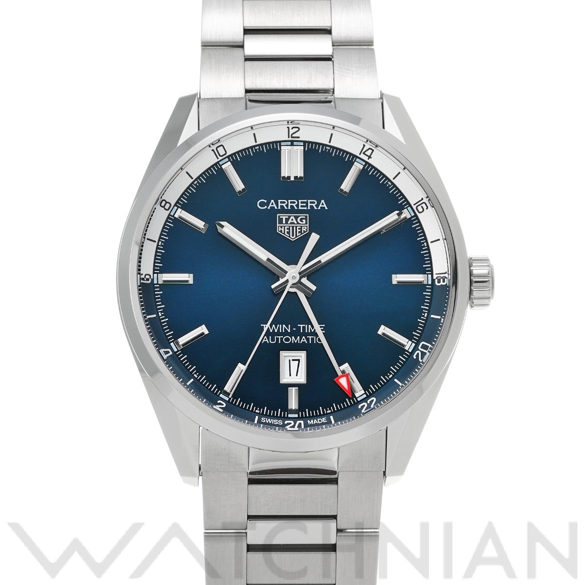 タグ ホイヤー / TAG HEUER カレラ キャリバー7 ツインタイム デイト WBN201A.BA0640 ブルー メンズ 時計 【中古】【wristwatch】
