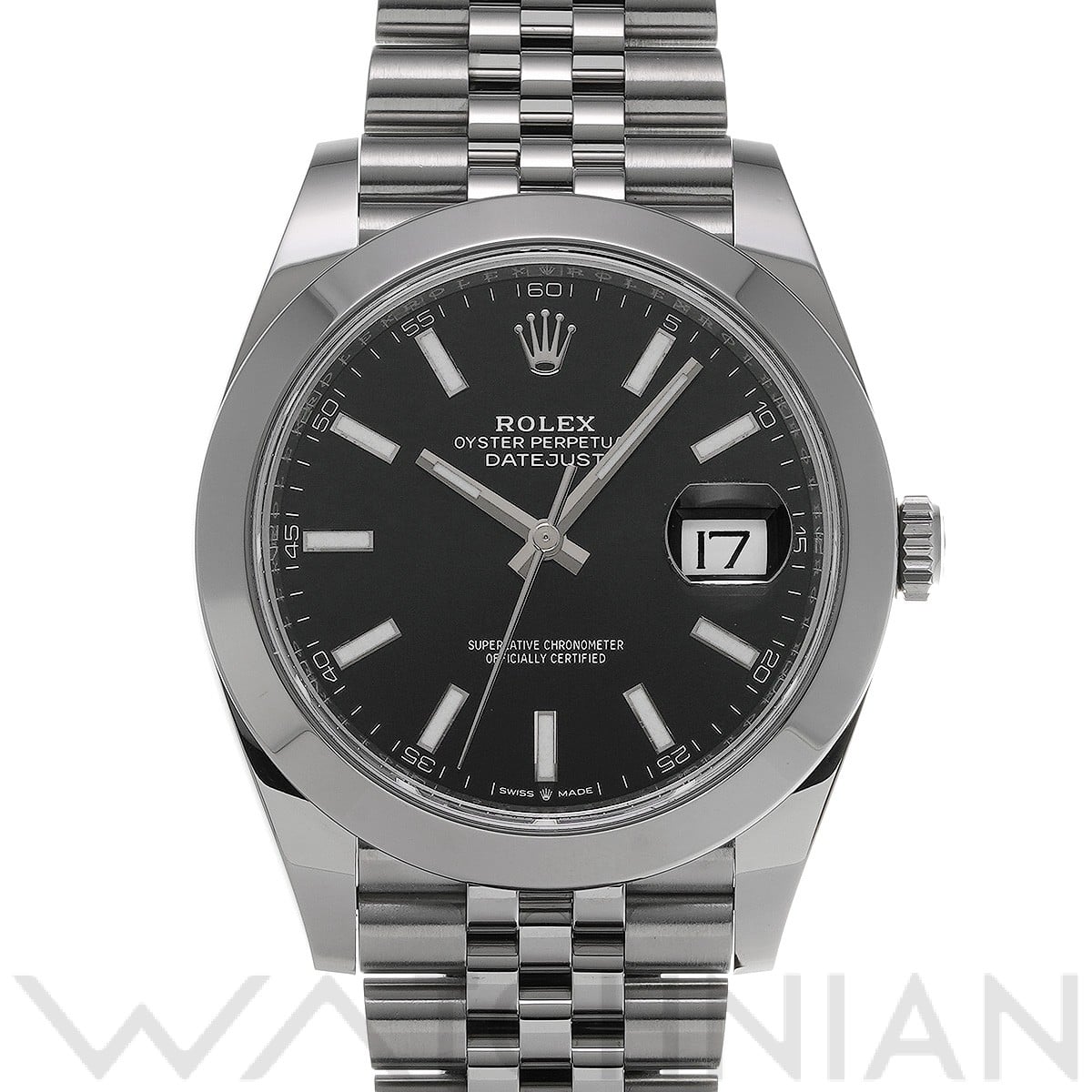 ロレックス デイトジャスト 41 126300 ブライトブラック メンズ 時計 【中古】【wristwatch】