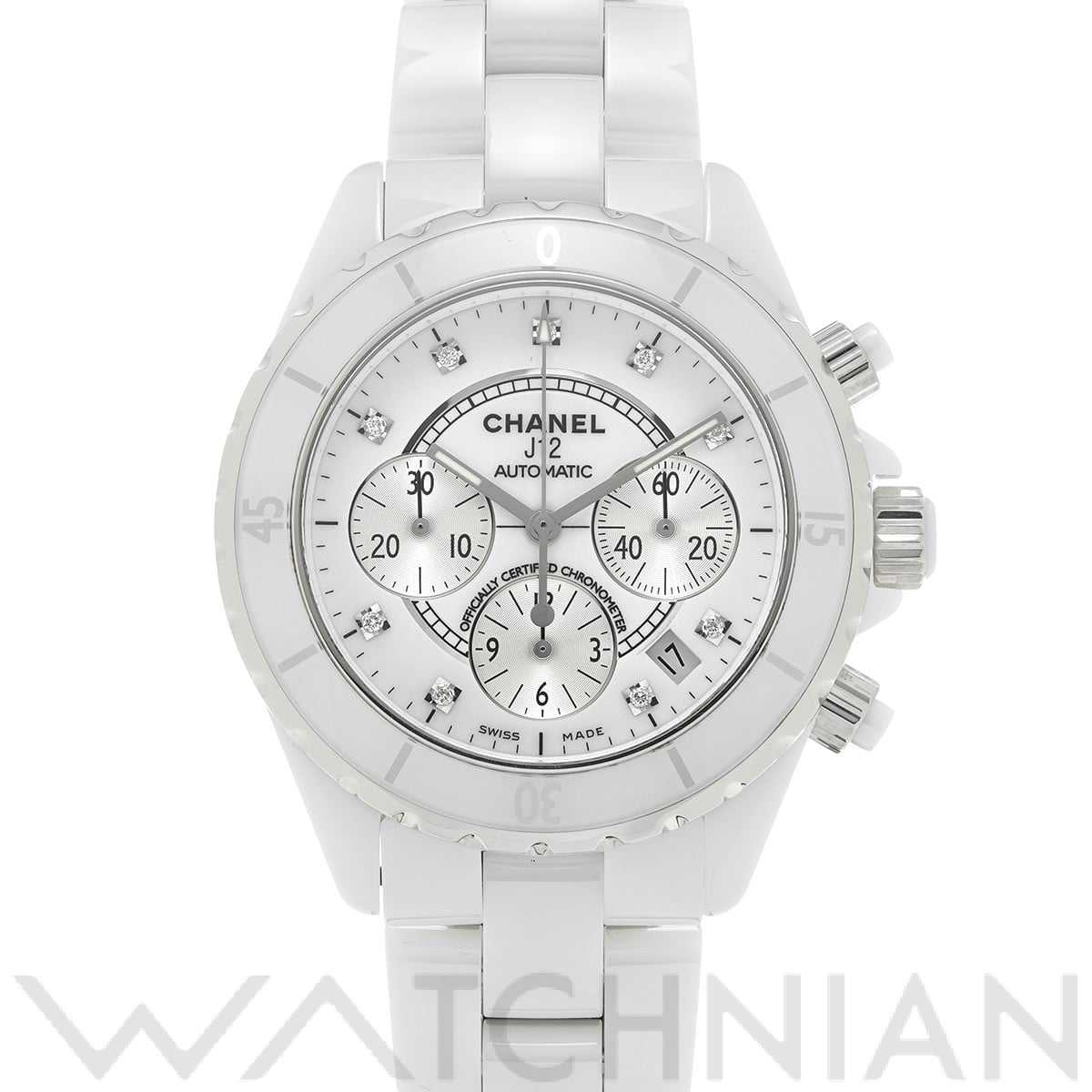シャネル / CHANEL J12 クロノグラフ 41MM H2009 ホワイトラッカー/シルバー/ダイヤモンド メンズ 時計 【中古】【wristwatch】