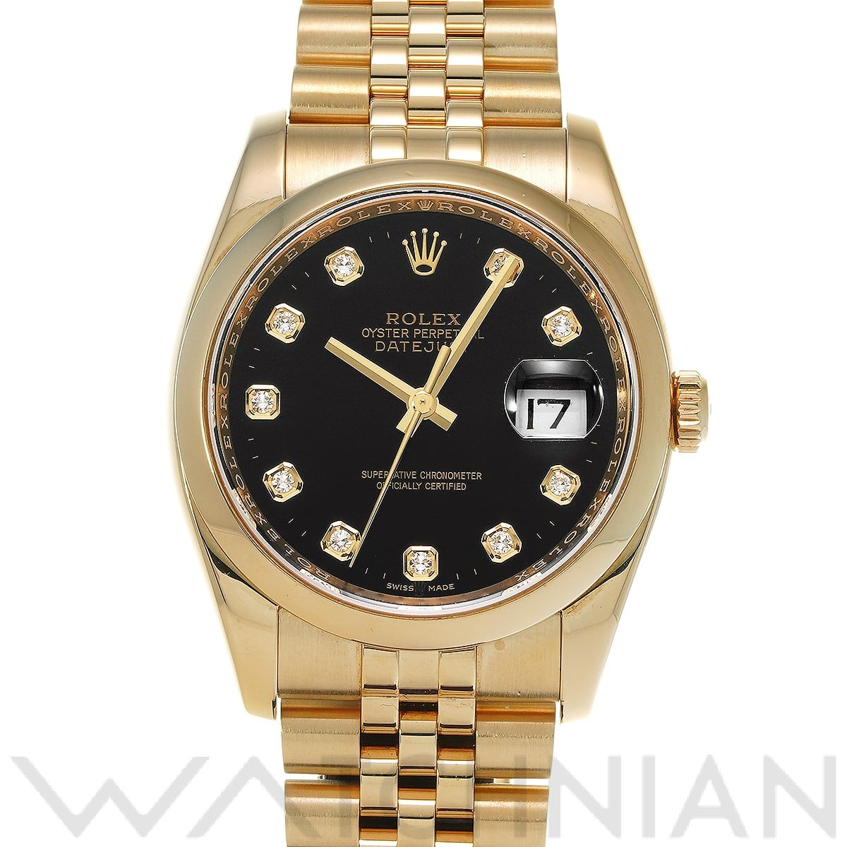 ロレックス デイトジャスト 36 116208G ブラック/ダイヤモンド メンズ 時計 【中古】【wristwatch】