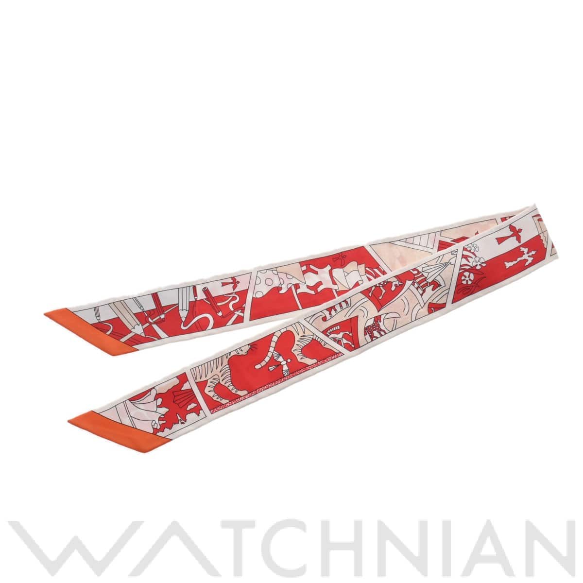 エルメス ツイリー HERMES FACTORY SUITE ブラン/ルージュ シルク100％ レディース 【新品】【other】