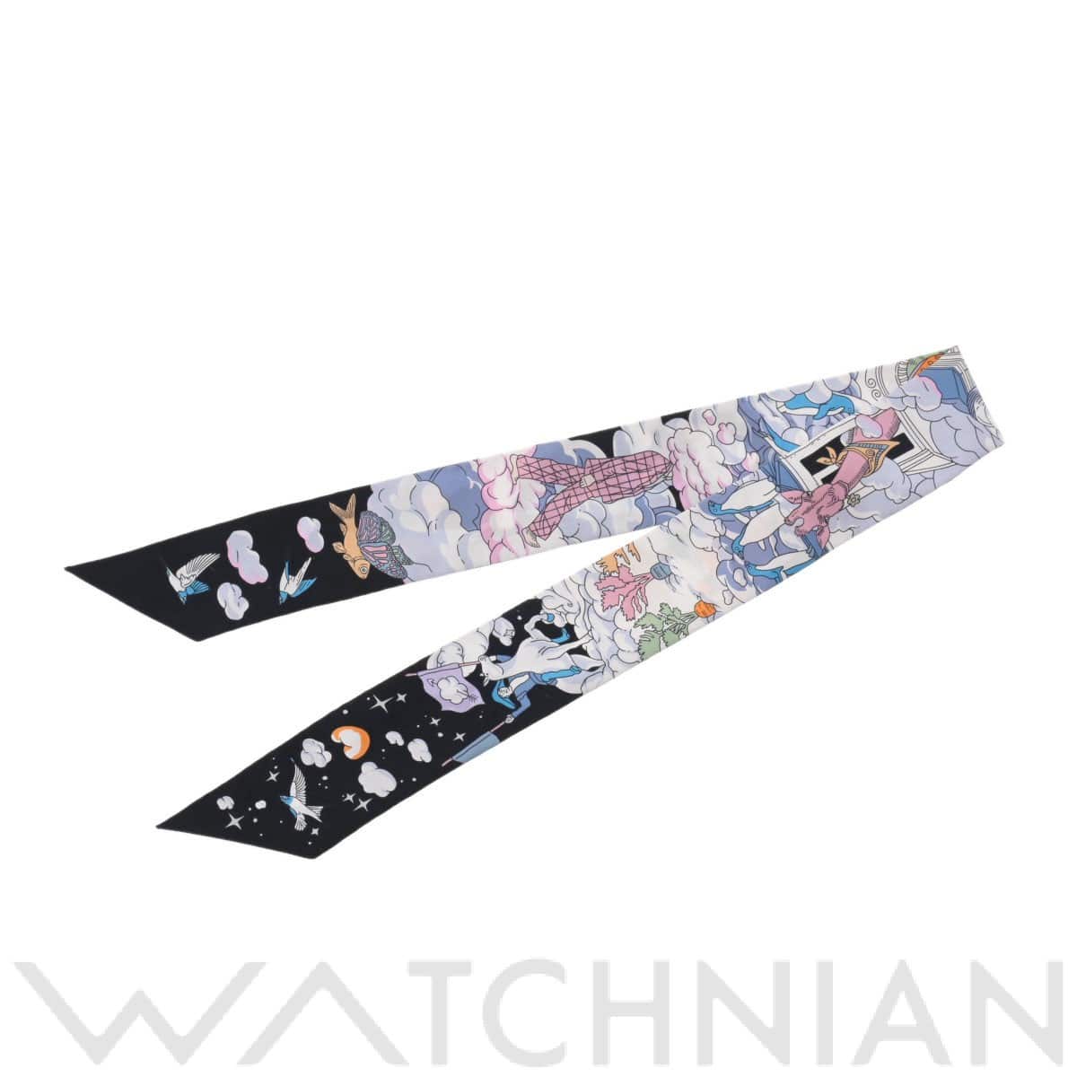 エルメス / HERMES ツイリー SUR MON NUAGE ブラック/ブルー 063900S シルク100％ レディース 【未使用】【other】