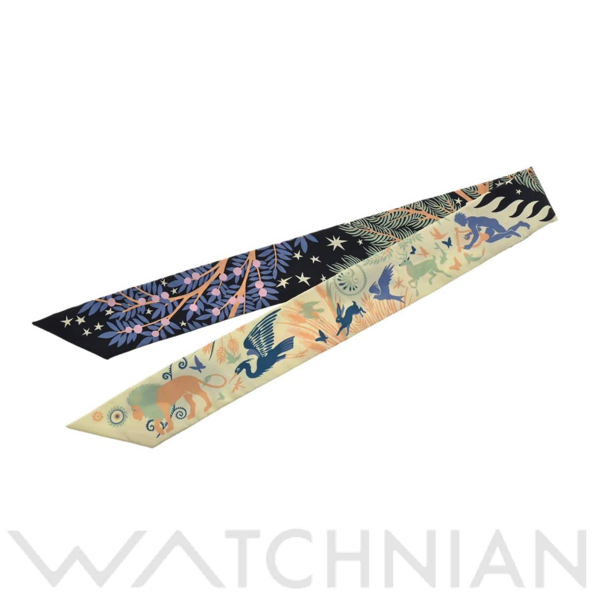 エルメス / HERMES ツイリー CHARME D ORPHEE BA ブラック/グリーン 063702S シルク100％ レディース 【未使用】【other】