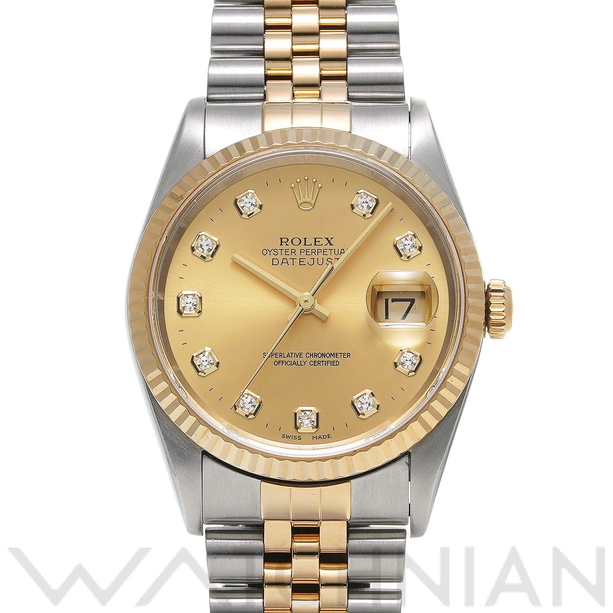 ロレックス デイトジャスト 16233G シャンパン/ダイヤモンド メンズ 時計 【中古】【wristwatch】