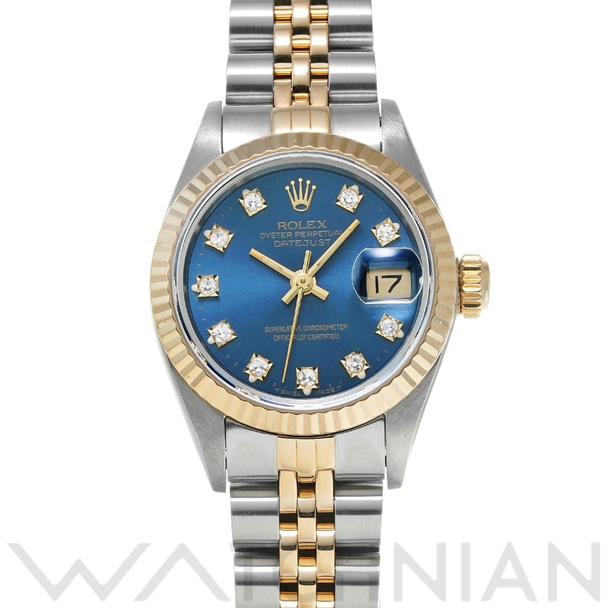 ロレックス デイトジャスト 69173G ブルー/ダイヤモンド レディース 時計 【中古】【wristwatch】