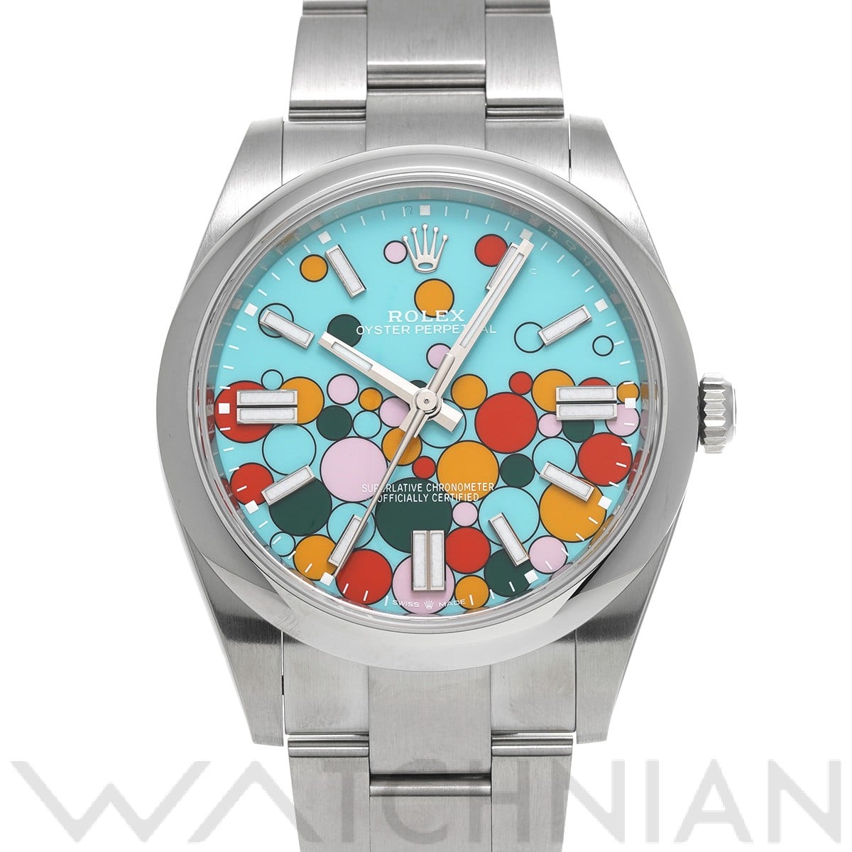ロレックス オイスターパーペチュアル 41 124300 ターコイズブルー セレブレーションモチーフ メンズ 時計 【中古】【wristwatch】