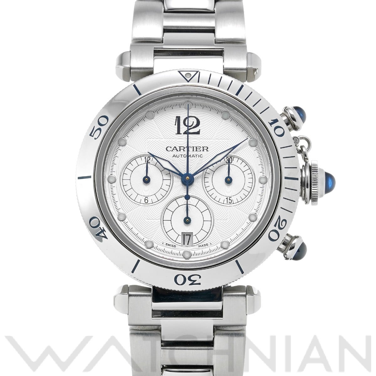 カルティエ パシャ ドゥ カルティエ クロノグラフ 38mm W31030H3 シルバー メンズ 時計 【中古】【wristwatch】