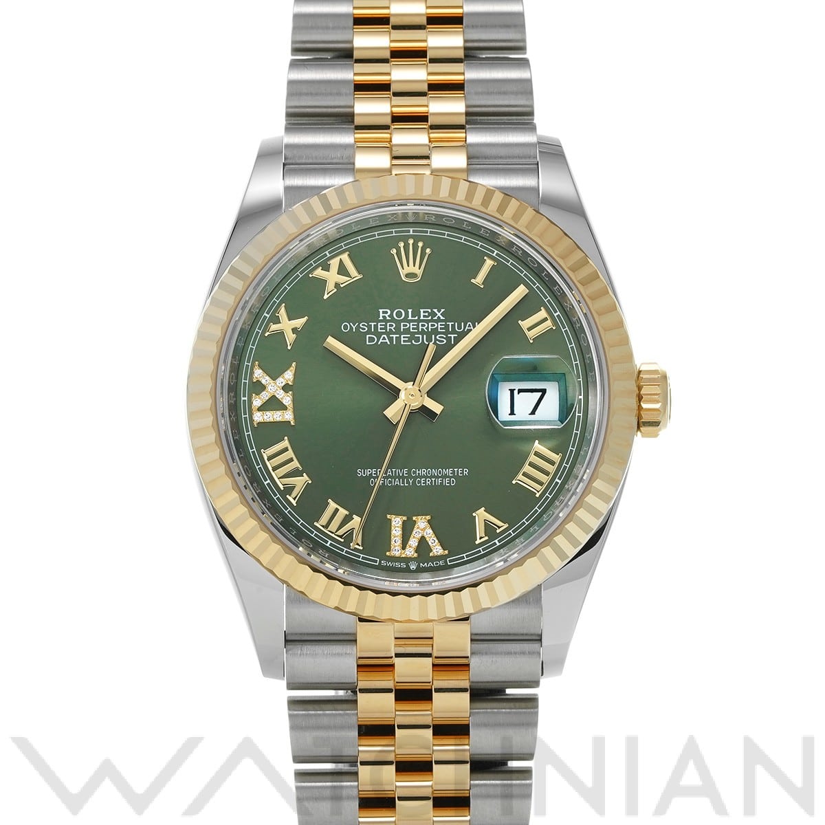 ロレックス デイトジャスト 36 126233G オリーブグリーン/ダイヤモンド メンズ 時計 【中古】【wristwatch】