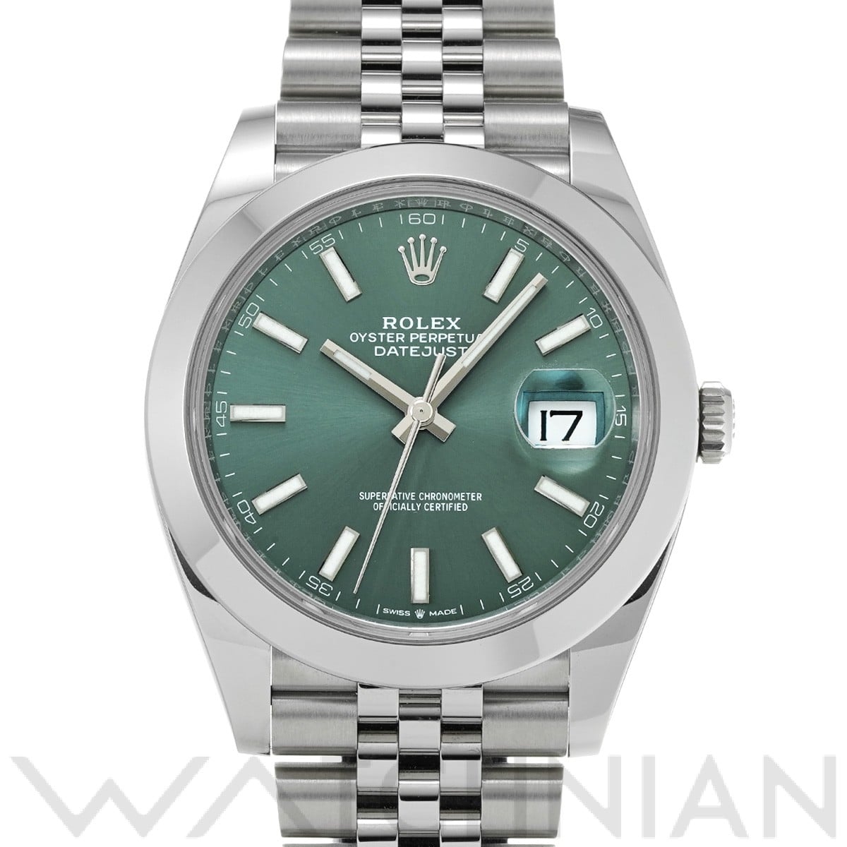 ロレックス デイトジャスト 41 126300 ミントグリーン メンズ 時計 【中古】【wristwatch】