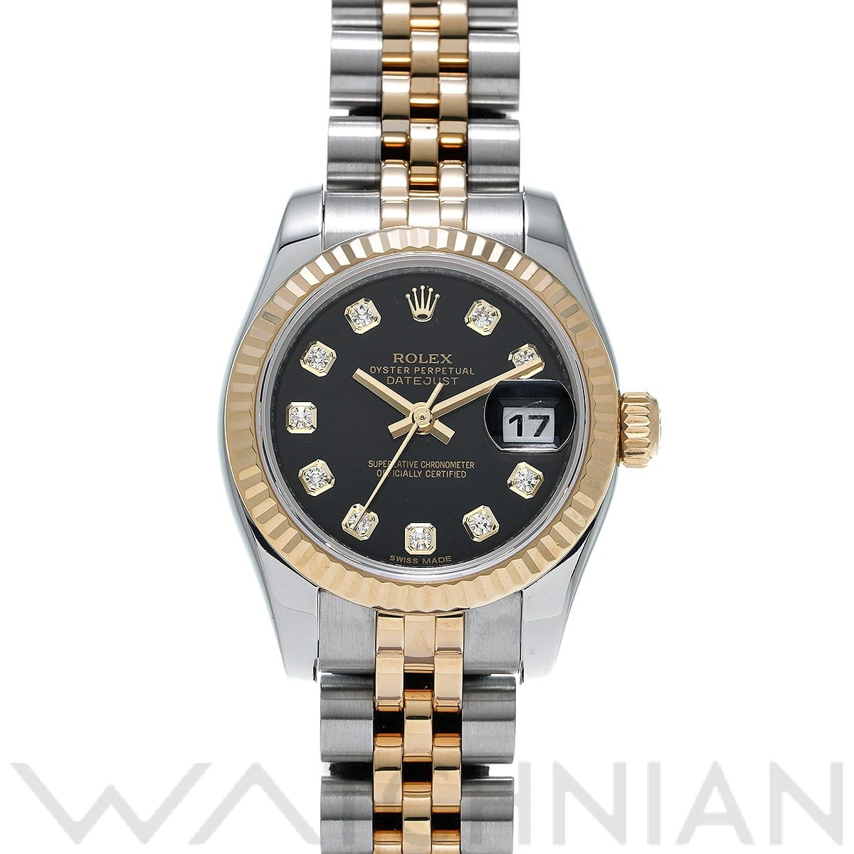 ロレックス レディ デイトジャスト 26 179173G ブラック/ダイヤモンド レディース 時計 【中古】【wristwatch】