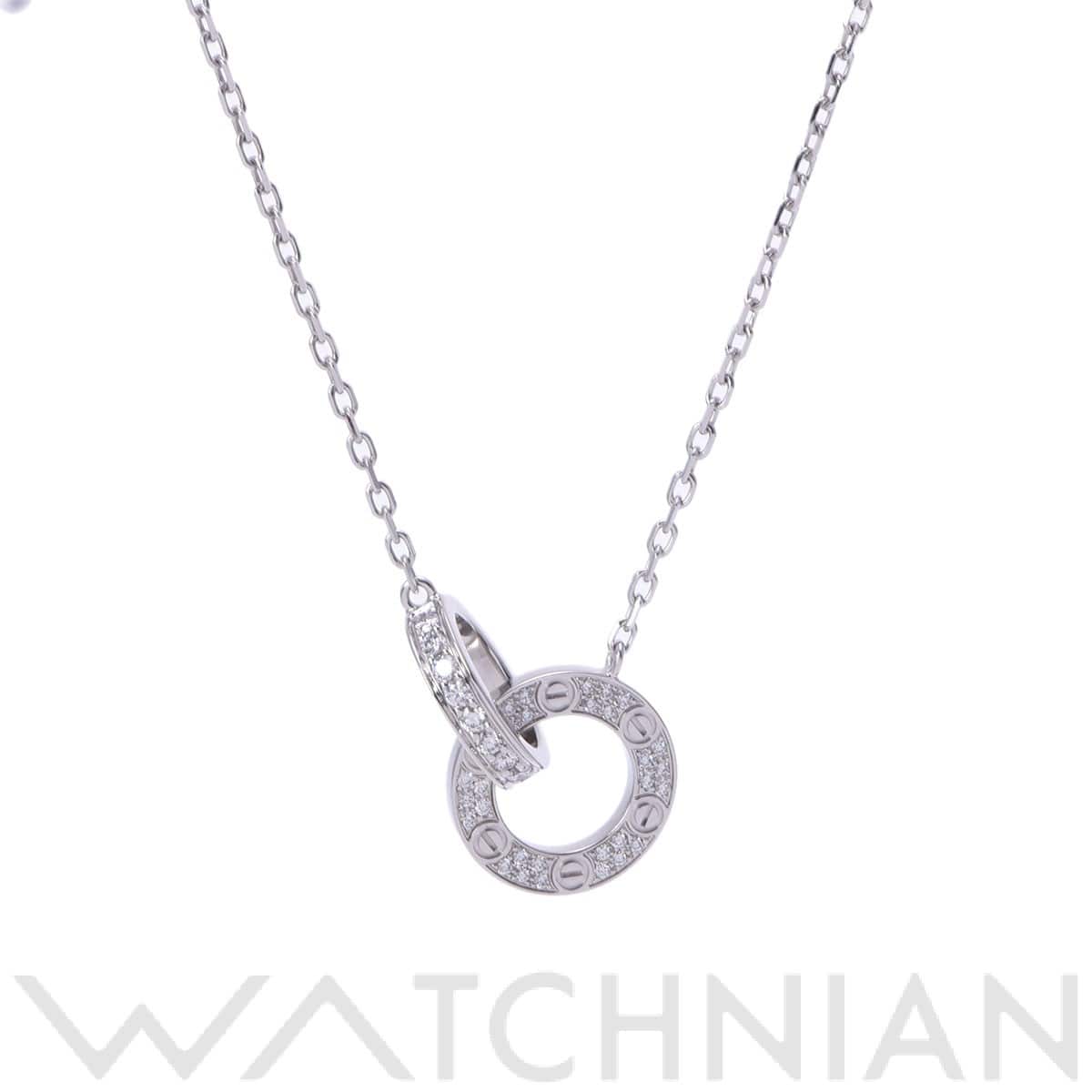 カルティエ ラブサークル ネックレス パヴェダイヤ シルバー K18ホワイトゴールド WG レディース ジュエリー 【中古】【jewelry】