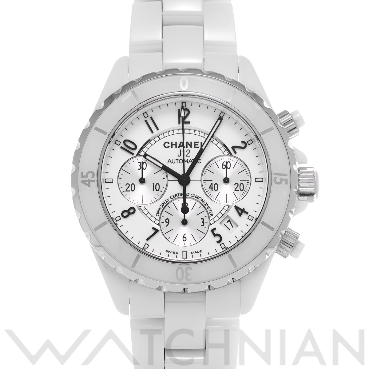 シャネル J12 クロノグラフ 41MM H1007 ホワイトラッカー/シルバー メンズ 時計 【中古】【wristwatch】