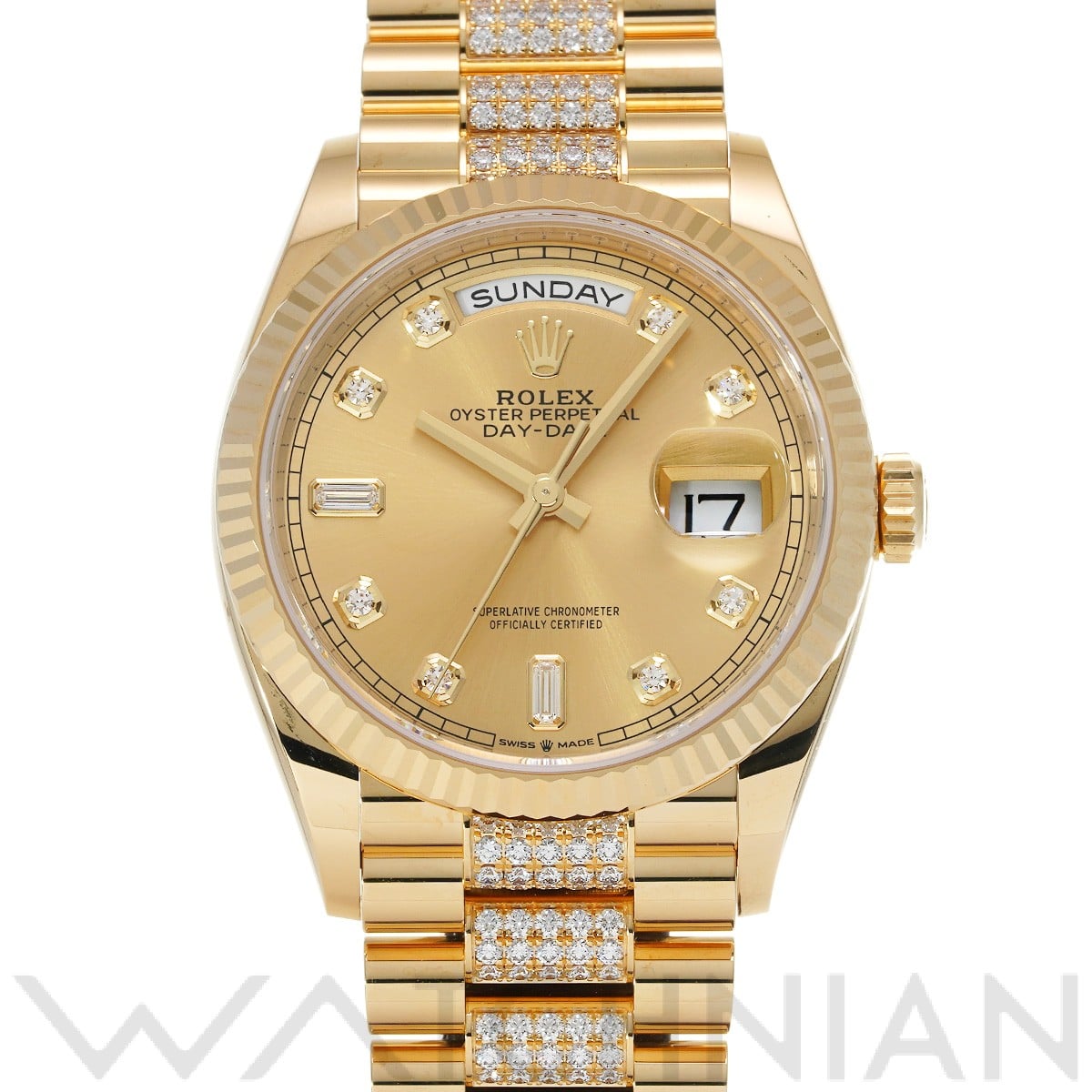 ロレックス デイデイト 36 128238A シャンパン/ダイヤモンド メンズ 時計 【中古】【wristwatch】