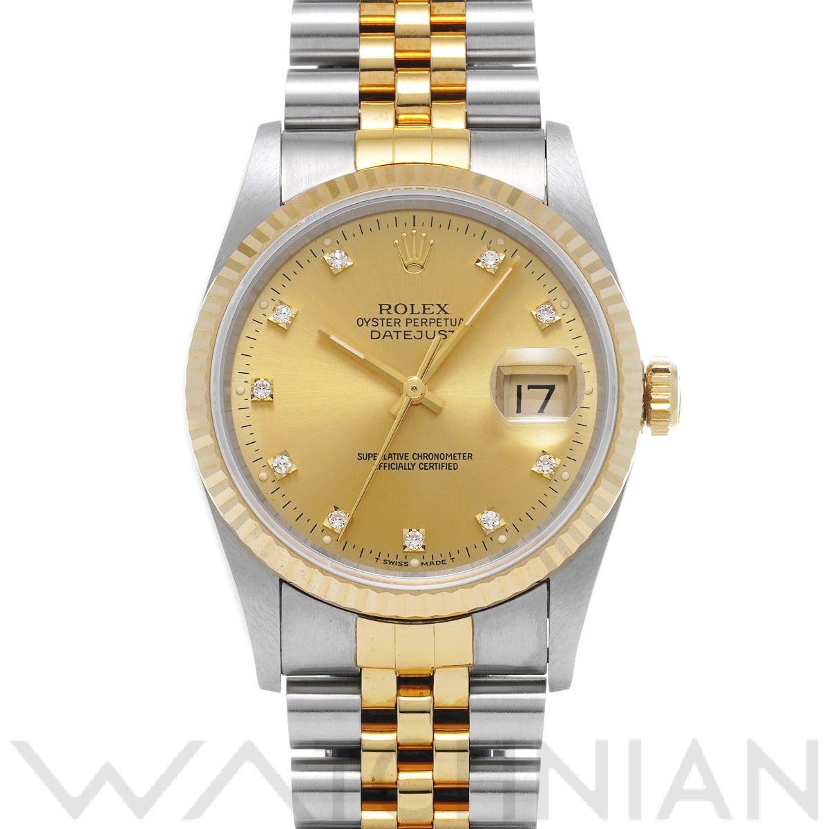 ロレックス デイトジャスト 16233G シャンパン/ダイヤモンド メンズ 時計 【中古】【wristwatch】