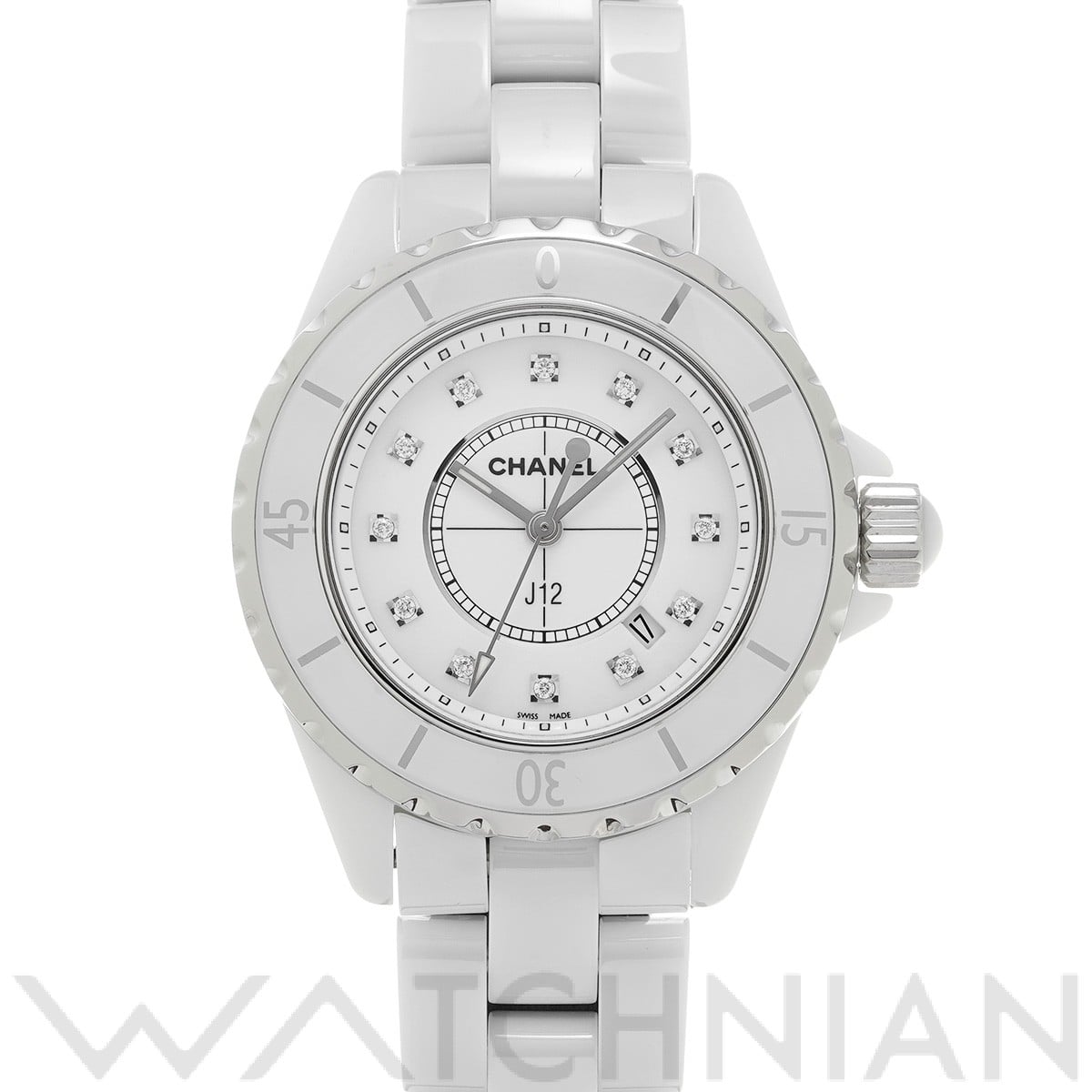 シャネル / CHANEL J12 33MM H1628 ホワイト/ダイヤモンド レディース 時計 【中古】【wristwatch】