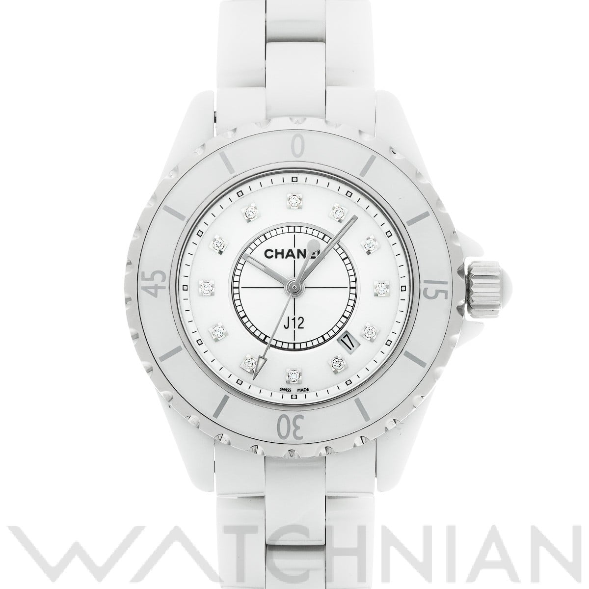 シャネル J12 33MM H1628 ホワイト/ダイヤモンド レディース 時計 【中古】【wristwatch】