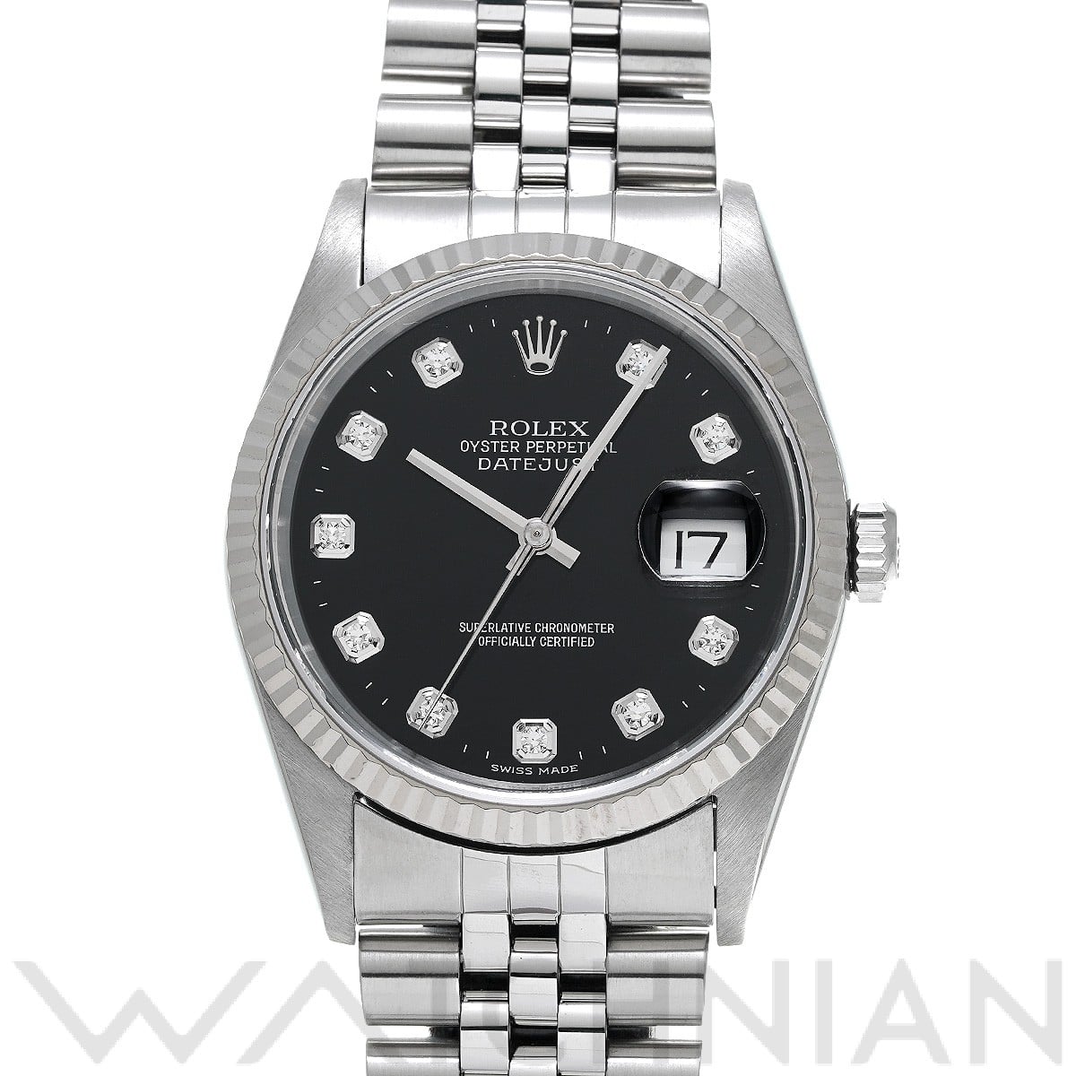 ロレックス デイトジャスト 16234G ブラック/ダイヤモンド メンズ 時計 【中古】【wristwatch】