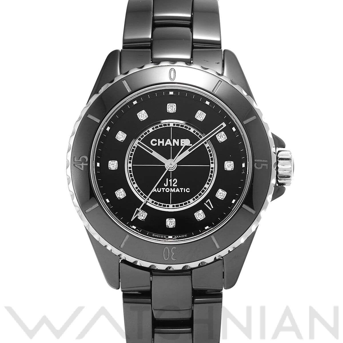 シャネル J12 キャリバー12.1 38MM H5702 ブラックラッカー/ダイヤモンド メンズ 時計 【中古】【wristwatch】