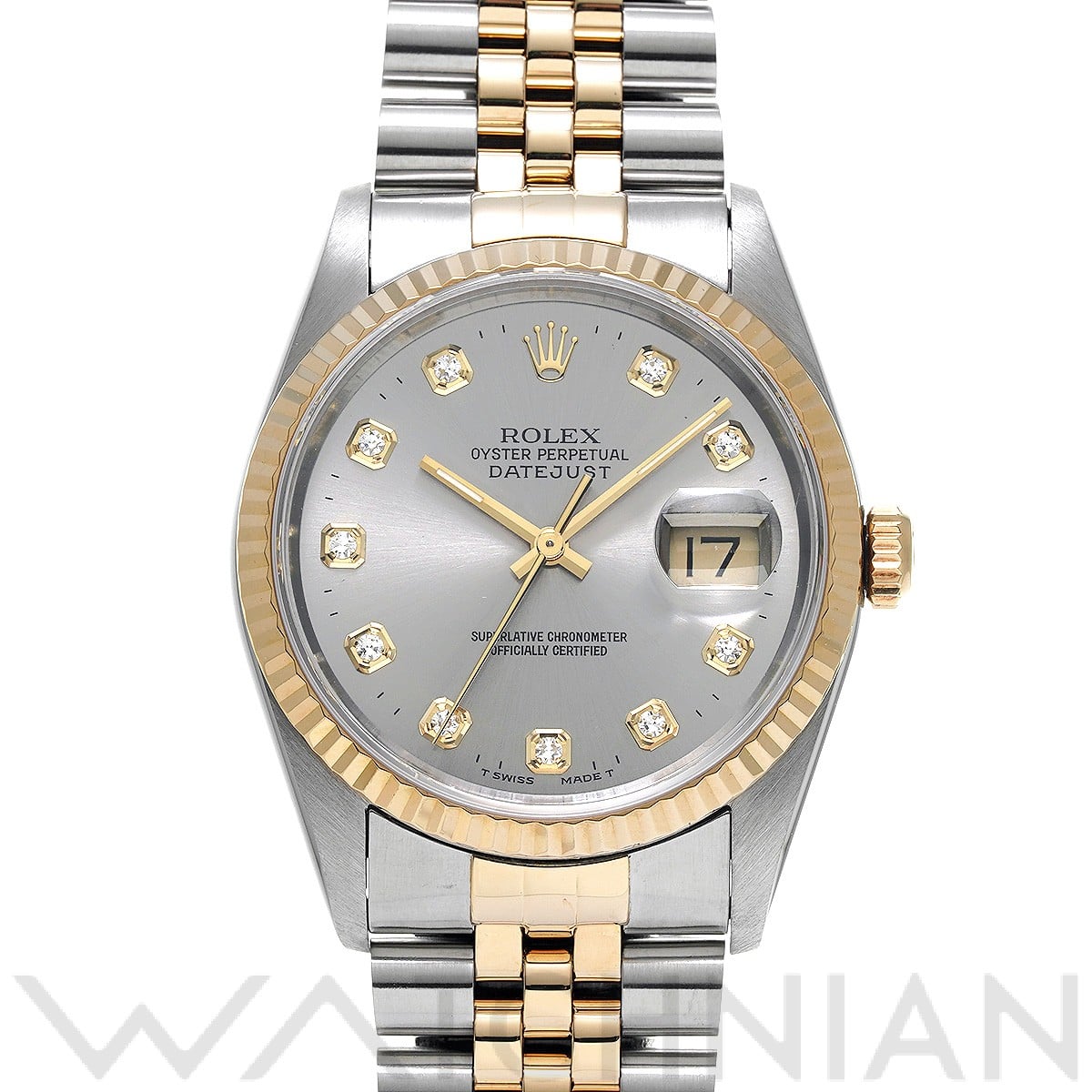 ロレックス デイトジャスト 36 16233G グレー/ダイヤモンド メンズ 時計 【中古】【wristwatch】