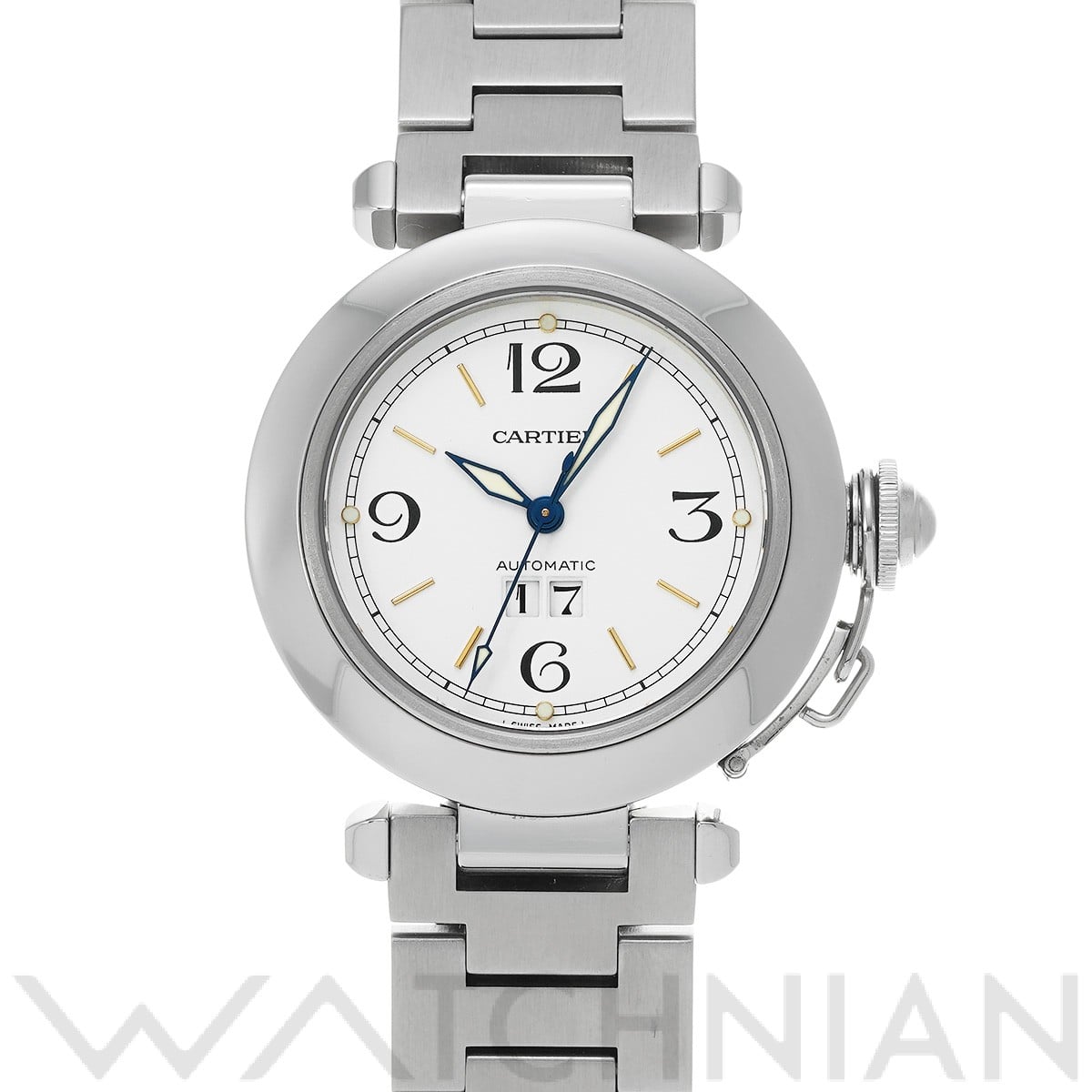 カルティエ パシャC ビッグデイト W31044M7 ホワイト ユニセックス 時計 【中古】【wristwatch】