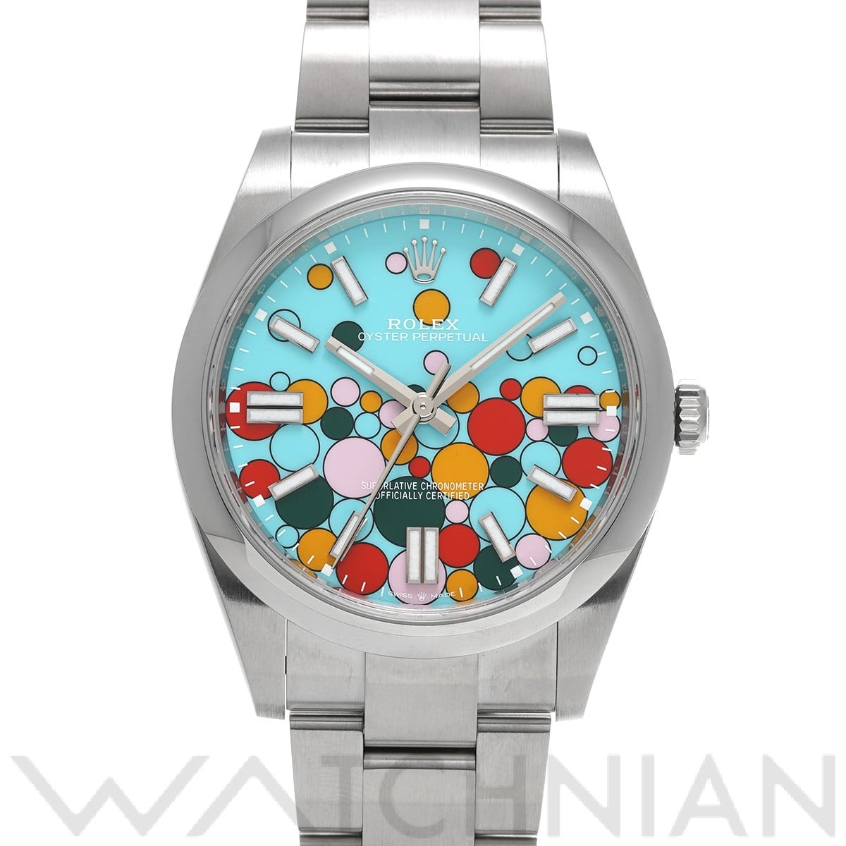 ロレックス オイスターパーペチュアル 41 124300 ターコイズブルー セレブレーションモチーフ メンズ 時計 【中古】【wristwatch】