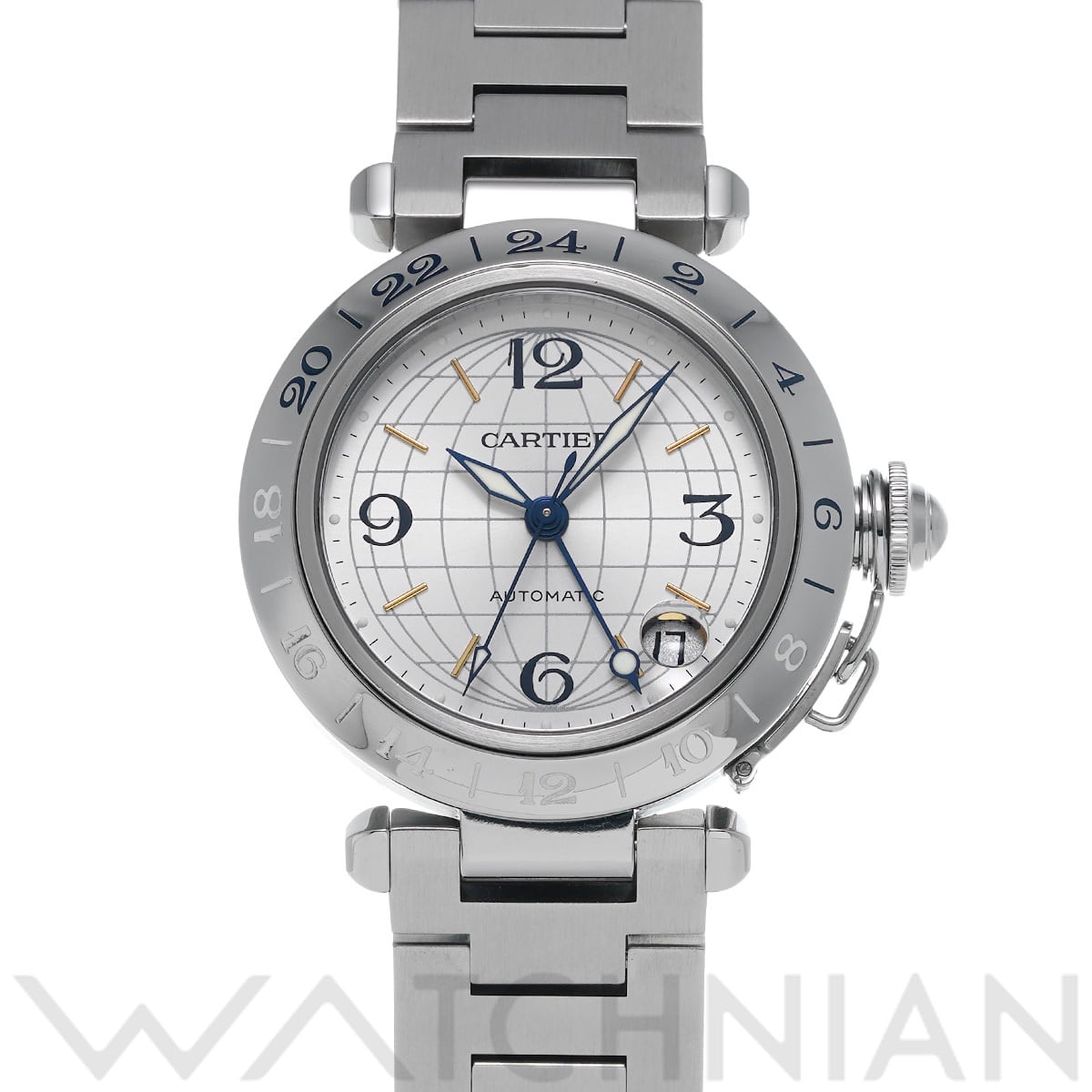 カルティエ パシャC メリディアン GMT W31029M7 シルバー ユニセックス 時計 【中古】【wristwatch】
