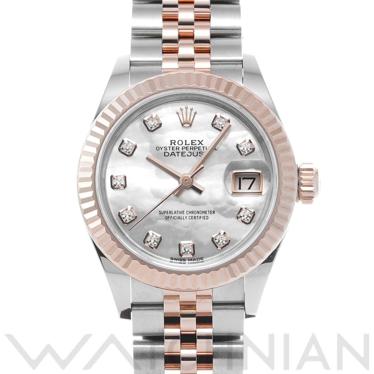 ロレックス レディ デイトジャスト 28 279171NG ホワイトシェル/ダイヤモンド レディース 時計 【中古】【wristwatch】