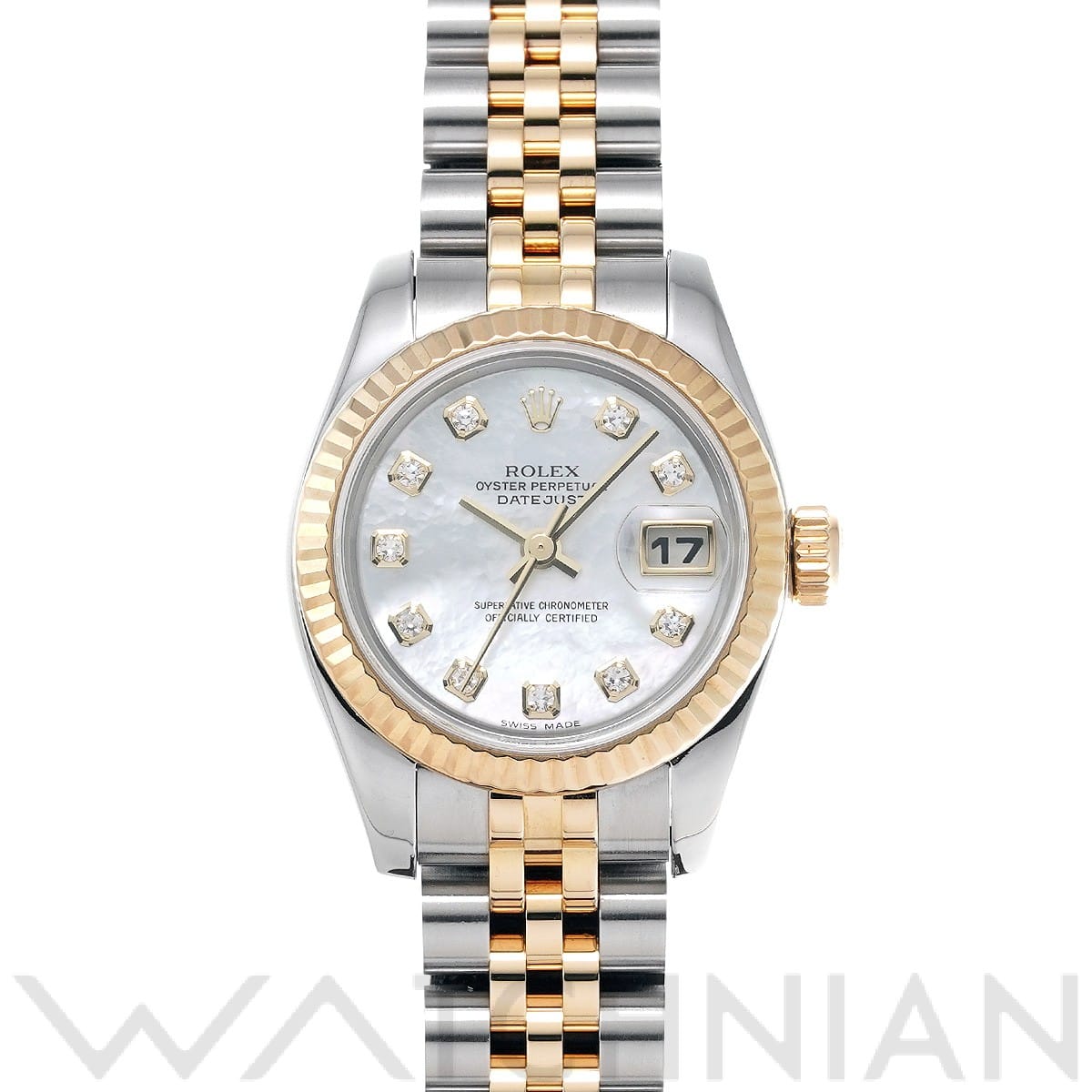 ロレックス レディ デイトジャスト 26 179173NG シェル/ダイヤモンド レディース 時計 【中古】【wristwatch】