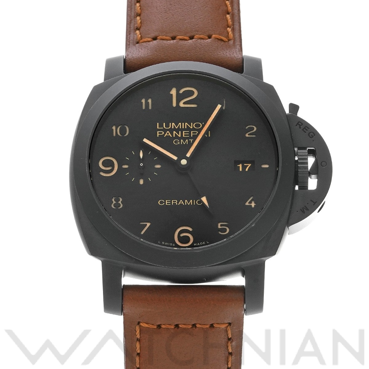 パネライ ルミノール 1950 3デイズ GMT オートマティック チェラミカ PAM00441 ブラック メンズ 時計 【中古】【wristwatch】