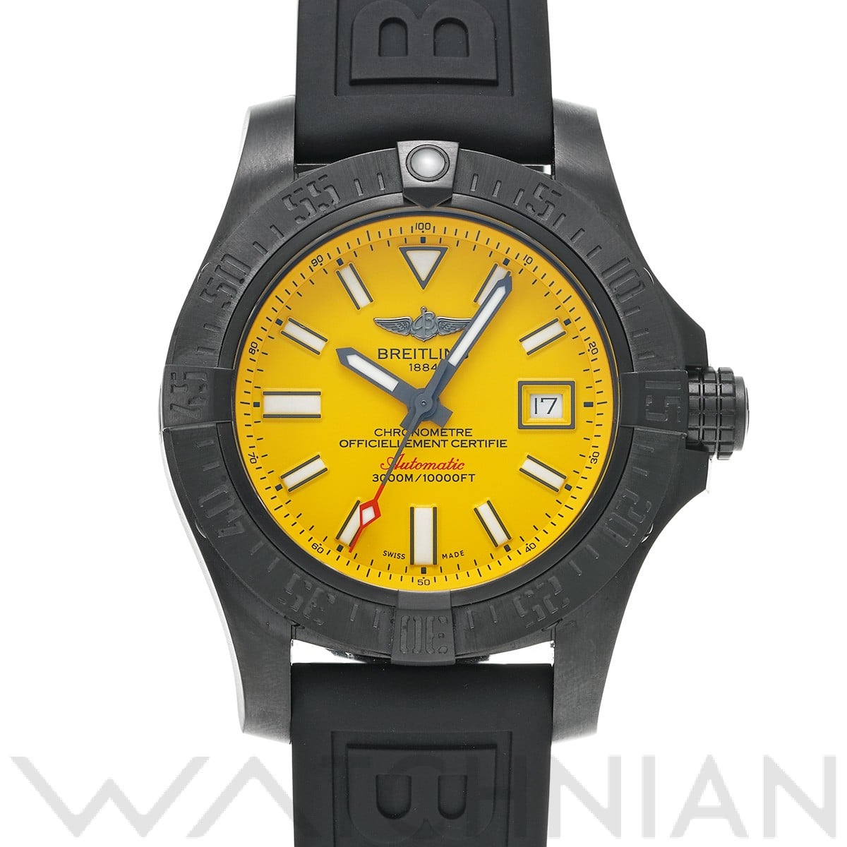 ブライトリング / BREITLING アベンジャー II シーウルフ ブラック スティール  M17331E2/I530 イエロー メンズ 時計 【中古】【wristwatch】