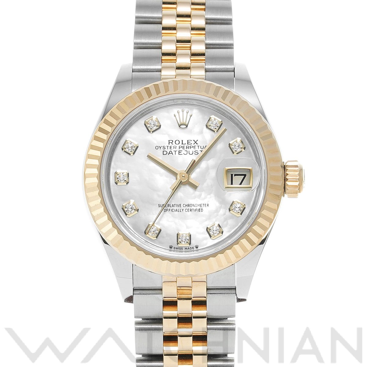 ロレックス レディ デイトジャスト 28 279173NG ホワイトシェル/ダイヤモンド レディース 時計 【中古】【wristwatch】