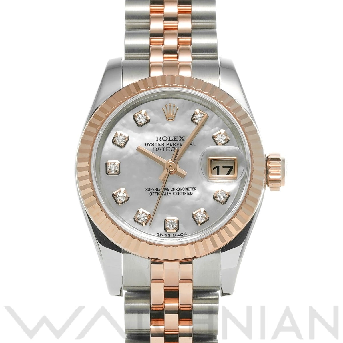 ロレックス デイトジャスト 179171NG ホワイトシェル/ダイヤモンド レディース 時計 【中古】【wristwatch】