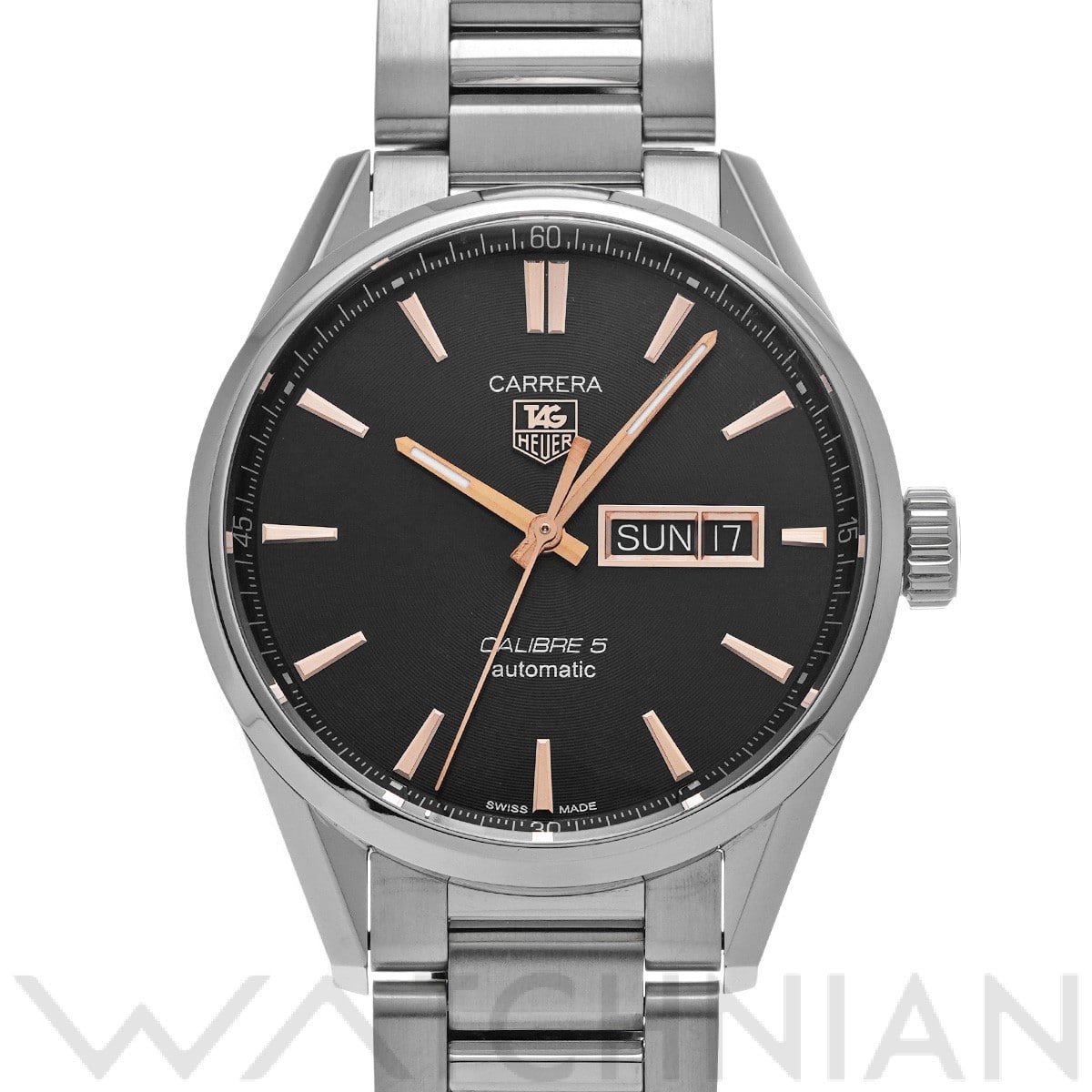 タグ ホイヤー カレラ キャリバー5 デイデイト WAR201C.BA0723 ブラック メンズ 時計 【中古】【wristwatch】