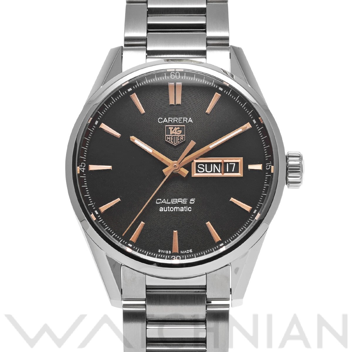 タグ ホイヤー / TAG HEUER カレラ キャリバー5 デイデイト WAR201C.BA0723 ブラック メンズ 時計 【中古】【wristwatch】