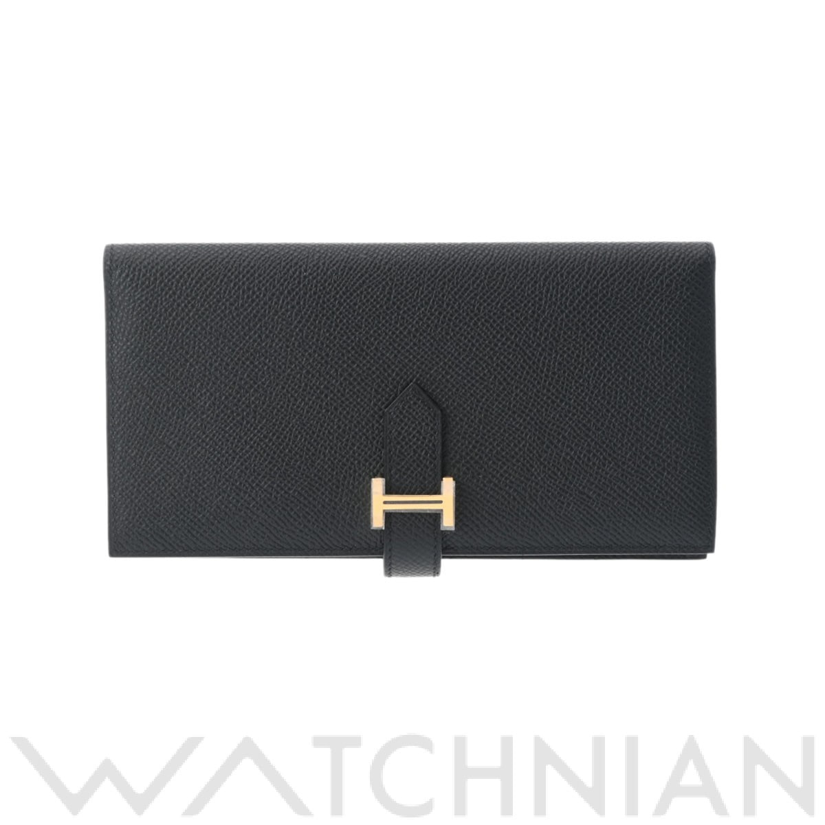 エルメス ベアン スフレ ブラック/ゴールド金具 ヴォーエプソン ユニセックス 財布 【未使用】【purse】