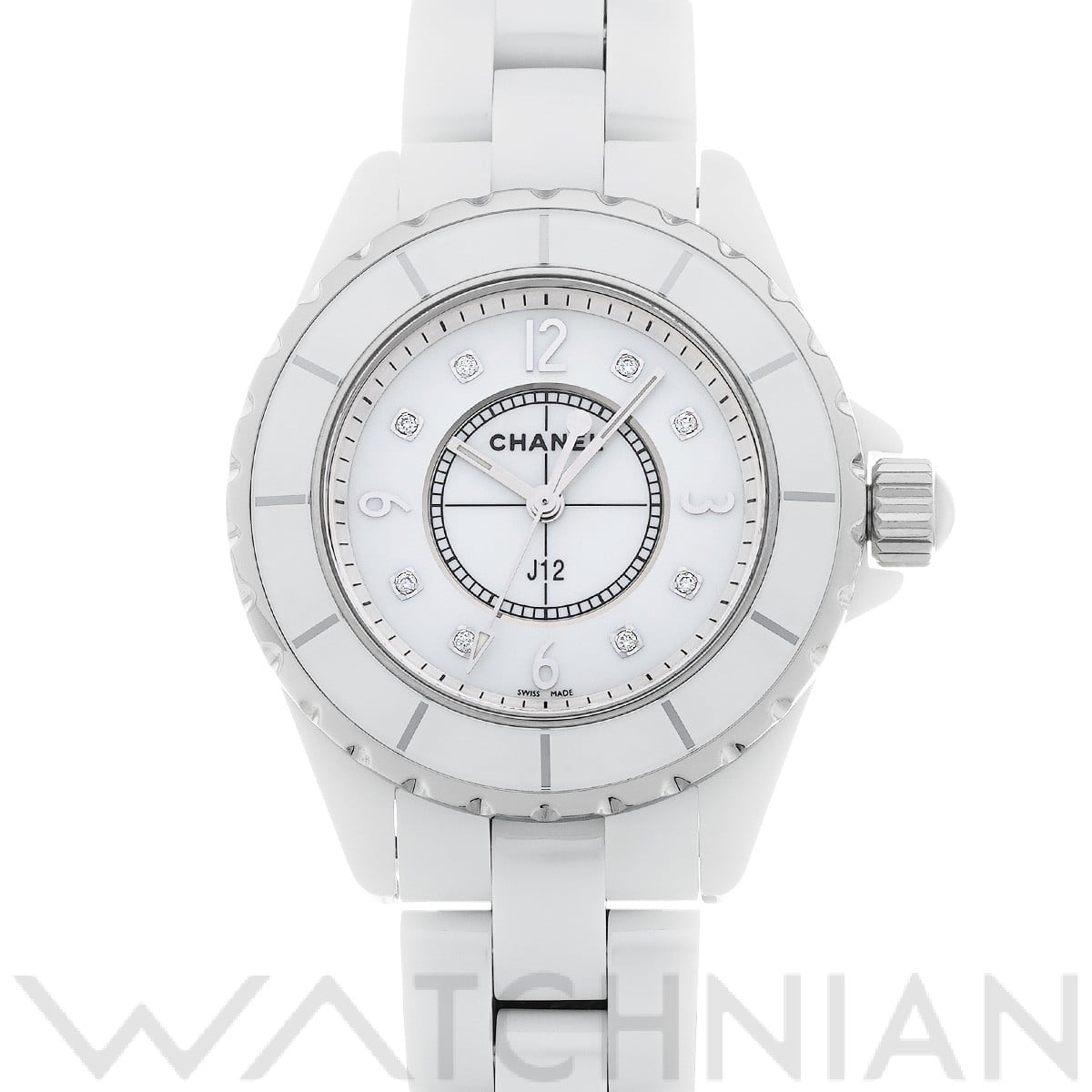 シャネル J12 33MM H2422 ホワイトシェル/ダイヤモンド レディース 時計 【中古】【wristwatch】