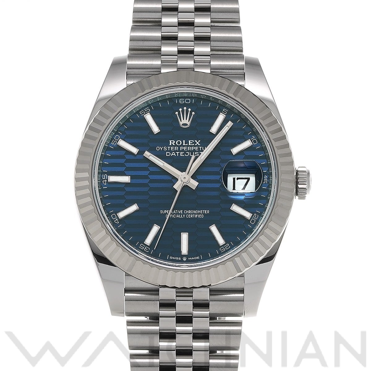 ロレックス デイトジャスト 41 126334 ブライトブルー フルーテッドモチーフ メンズ 時計 【中古】【wristwatch】